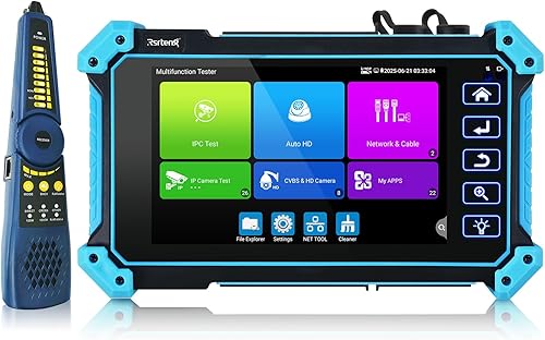 Rsrteng Probador de cámara IP con trazador de cables, IPC-5200C Plus 8MP AHD CVI TVI SDI CVBS Prueba de cámara IP 4K HD Monitor de video 5 pulgadas