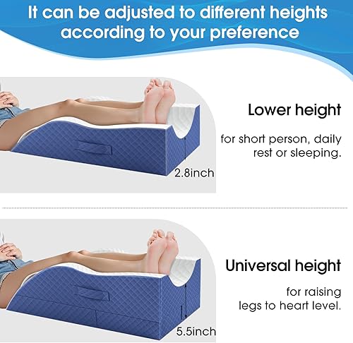 Miniatura 6 de Almohadas de elevación para pierna después de la cirugía, almohada de cuña ajustable de espuma viscoelástica para lesiones o descanso, almohada de