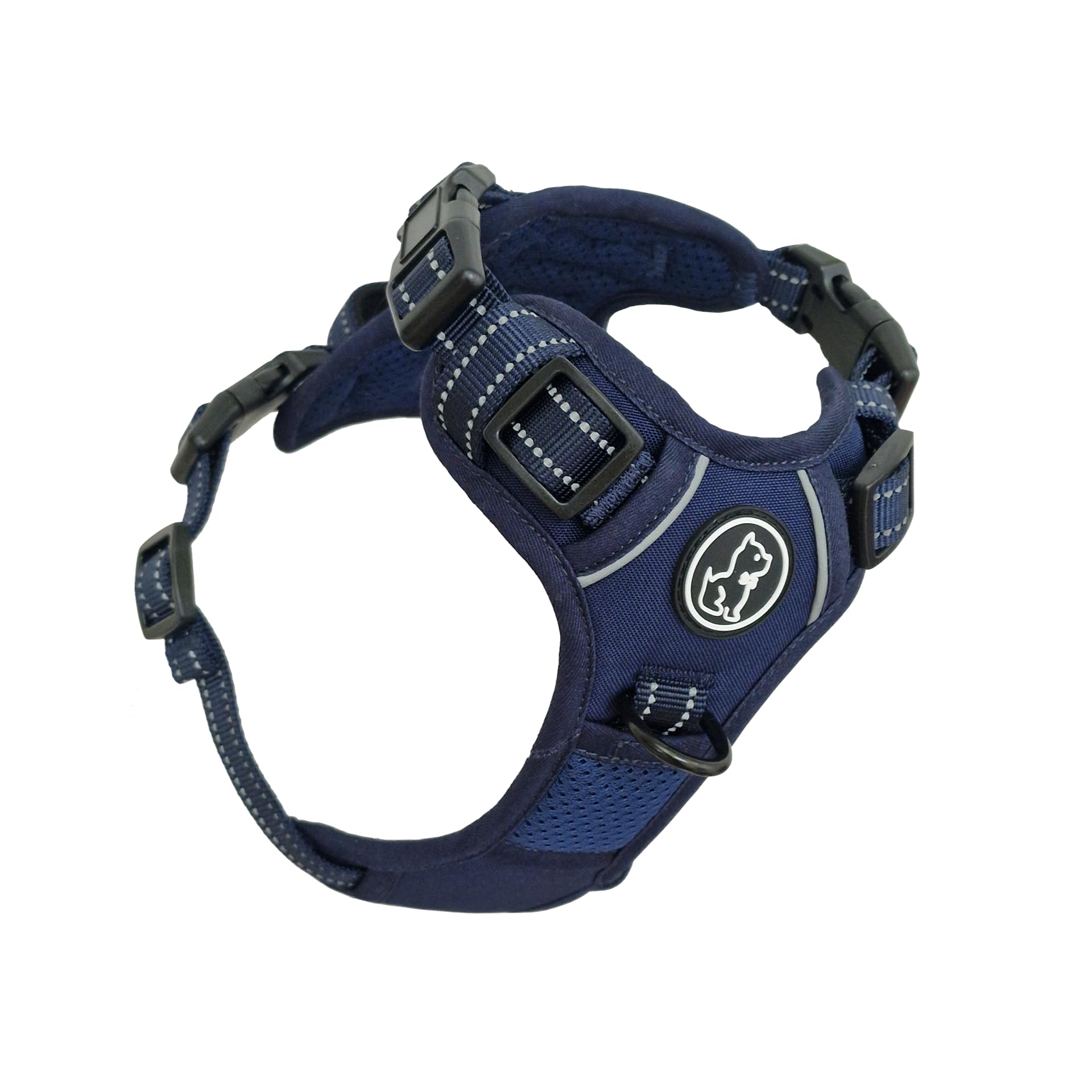TruFit Comfort - Arnés ajustable para perro, fácil de llevar, entrenamiento sin tirones, sin rozaduras, reflectante de seguridad, cómodo pequeño, mediano y grande (azul oscuro, L, ajuste