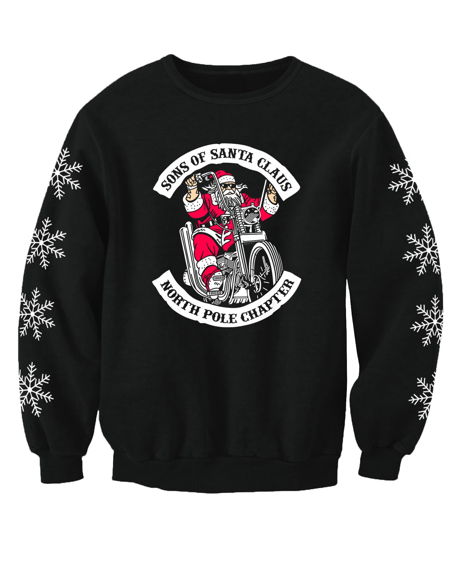 Christmas Jumpers - Nostalgic Unisex Black Motorbike Chapter Sons Of Santa Adults Christmas Jumper Printed Sweatshirt (Medium)