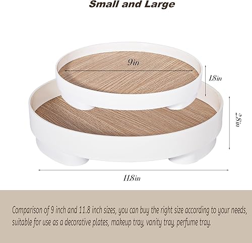 Miniatura 6 de Bandeja redonda de madera rústica decorativa para decoración del hogar de otoño, bandeja de servir de 11.8 pulgadas, bandeja de centro de mesa de