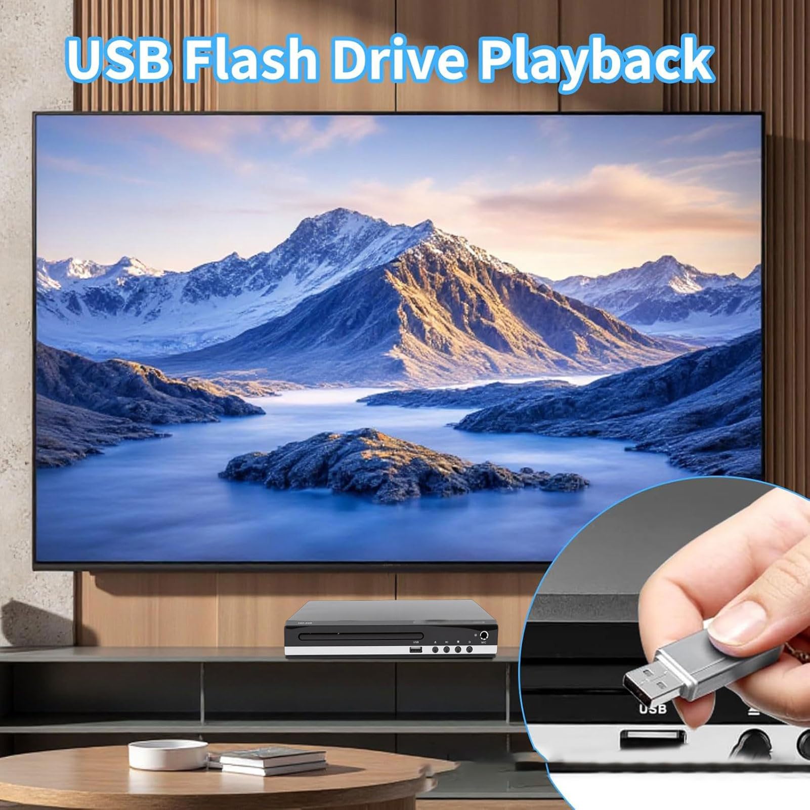 Lettore DVD, multi regione libero Blu Ray DVD CD Player per TV con risoluzione HD 1080p, porta USB, uscita, telecomando, supporta tutte le regioni 1-6, vari formati di dischi (spina GB)
