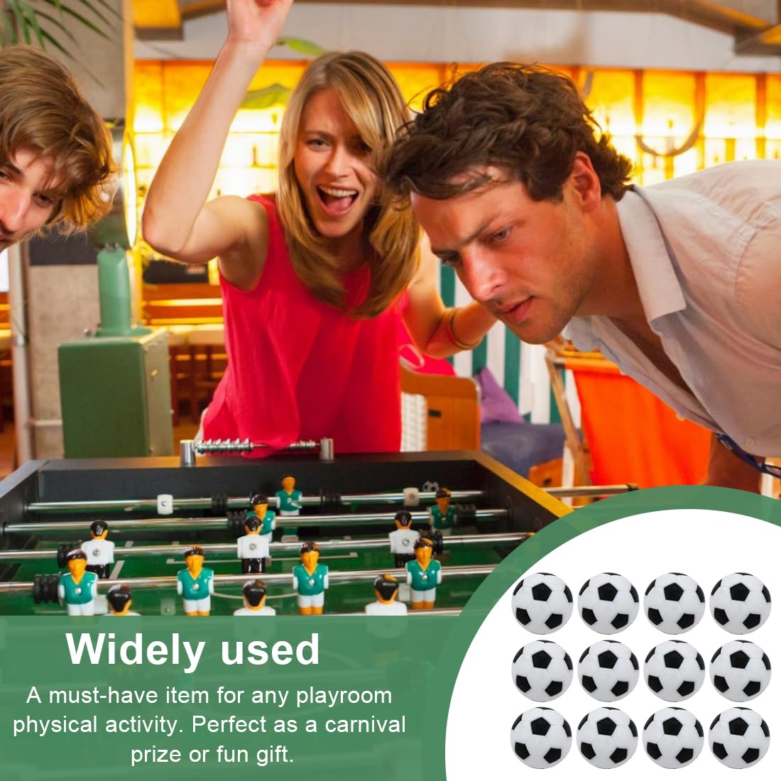 12Pezzi Mini Biliardino Gioco, 23 mm/0,9 Pollici Calcio Balilla, Palline per Adulti Bambini Sollievo Relax (Bianco e Nero)