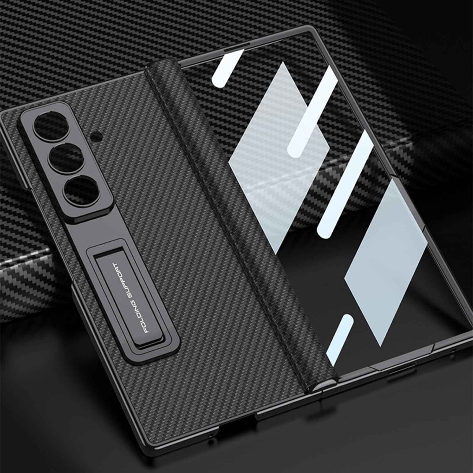 Custodia in pelle compatibile con Samsung Galaxy Z Fold 8 Ultra, pellicola protettiva per schermo sottile, colore nero