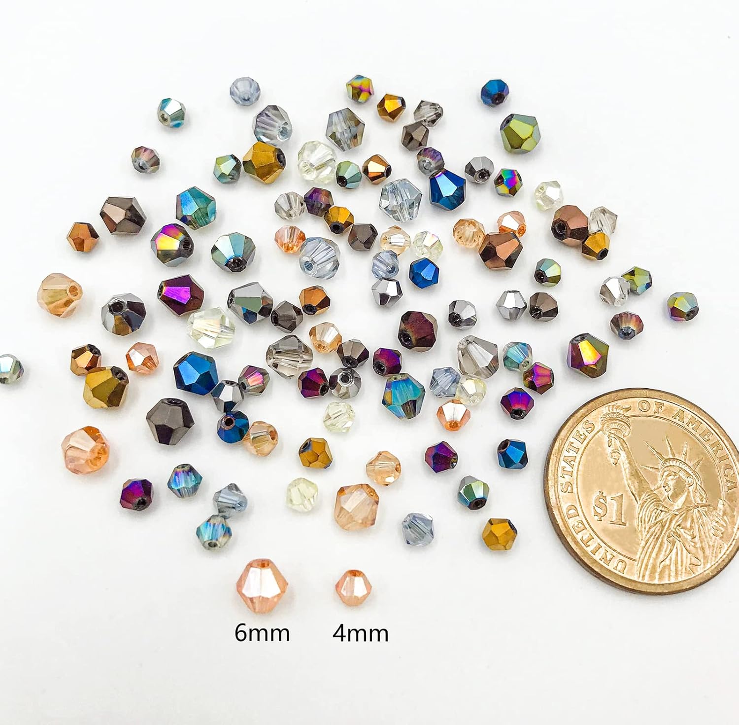 1800pcs 4mm Crystal Beads for Jewelry Making, Bicone Bracelet Bead Faceted Glass Beads 15 Plated Metallic Colors Craft Bead for Necklace Earring Jewelry Making - Image 5