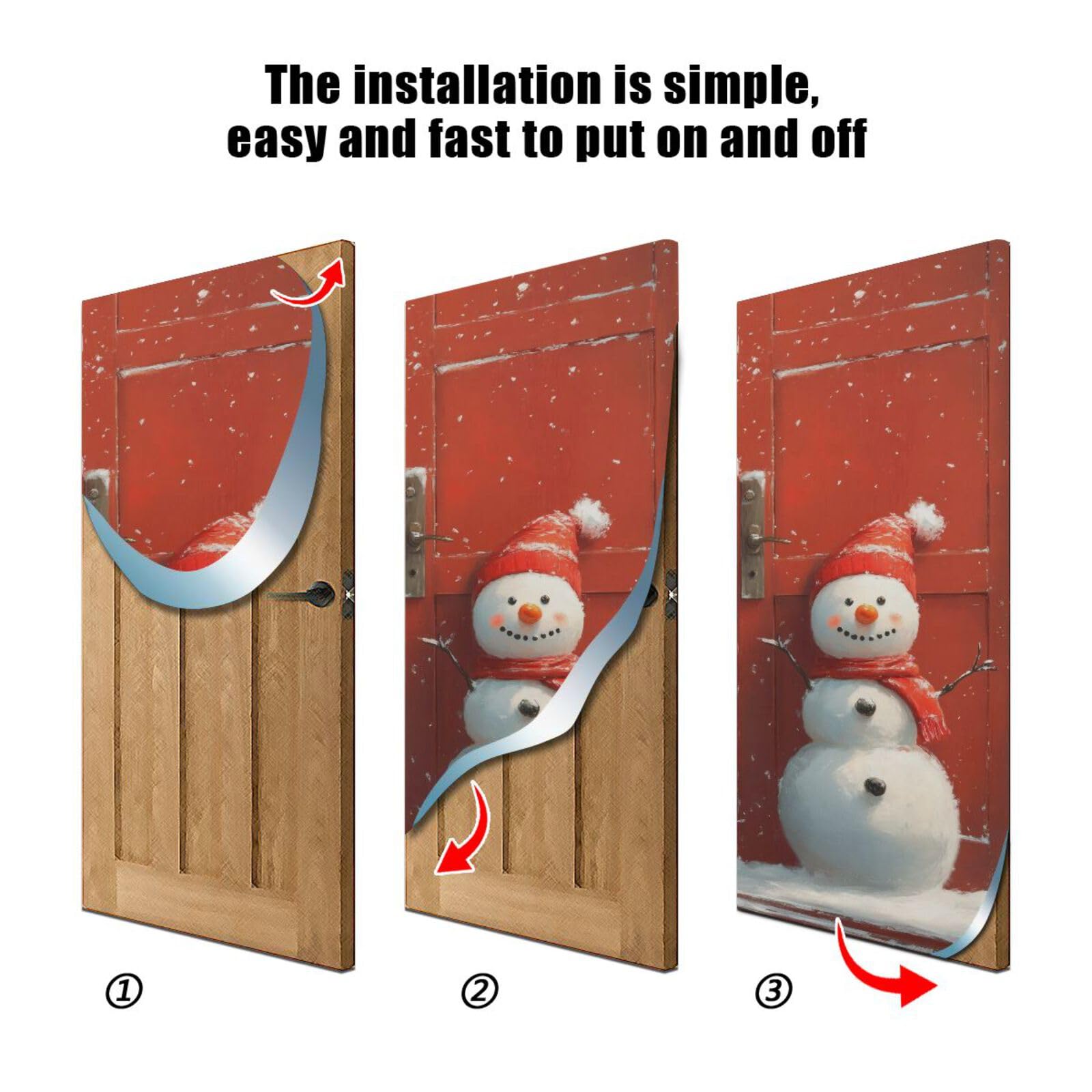 FLildon Cartoon Snowman Christmas Door Cover Decoration, Party Accessory Porch Decor for Festive Ornament Room Door Covers 36 x 98 Inch