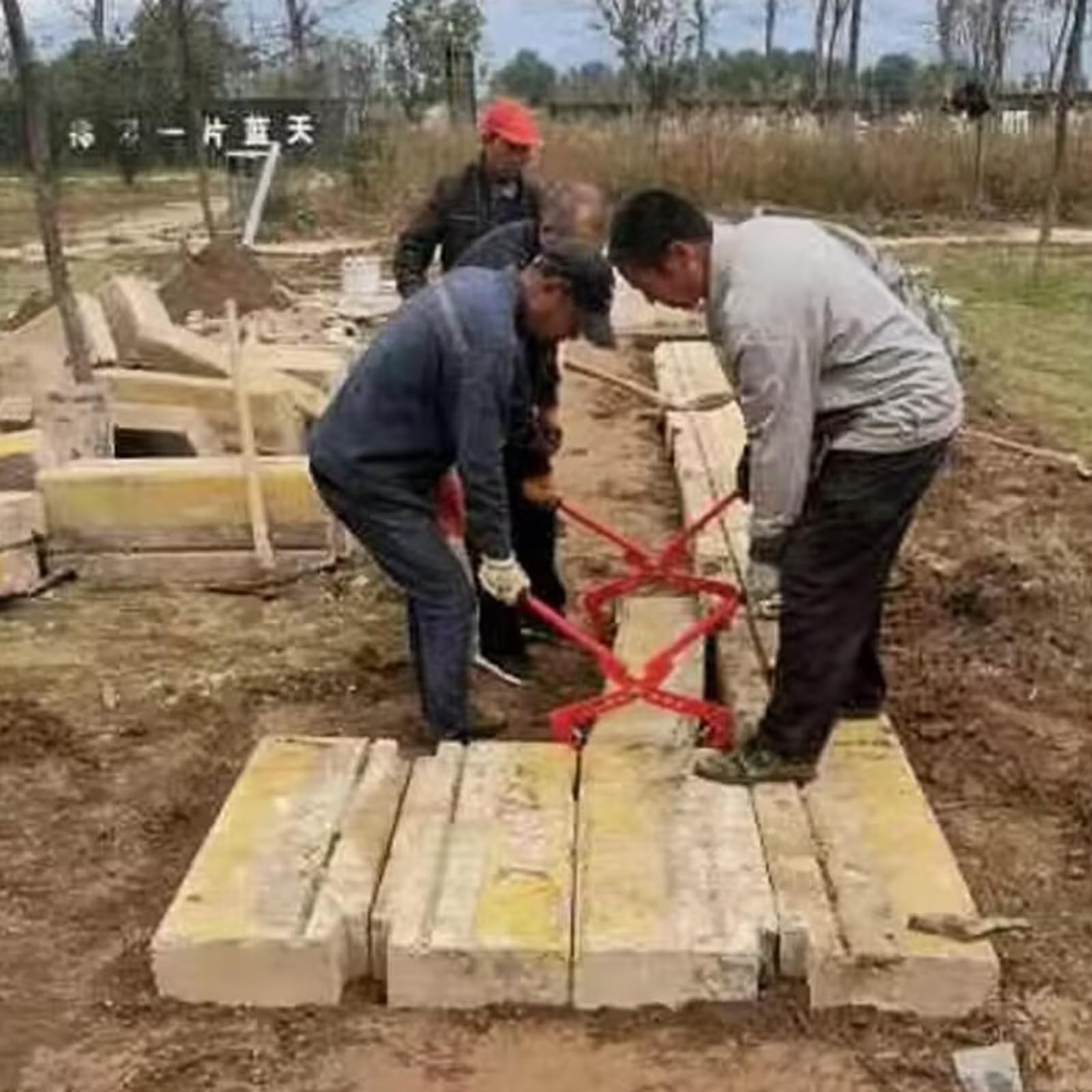 Double Handed Stone Carrying Clamps, Adjustable Opening Curb Clamp - Bricks/Quartz Stone/Granite Slab Grabber, Lifting Tool with Anti-Slip Chuck & Handle(Opening 8-24 cm(3.1-9.4 in))