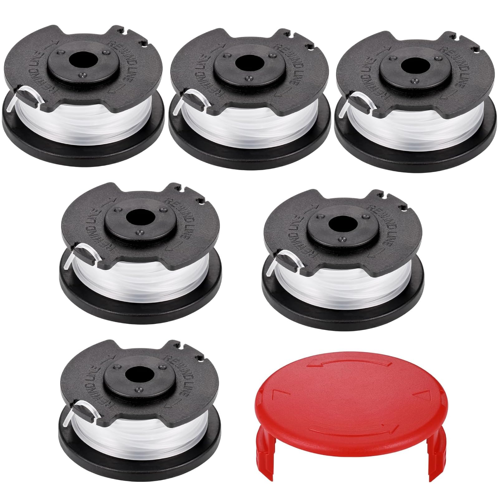 Zocipro 6Pcs Bobinas de Hilo de Repuesto para Ein-hell GE-CT 18/28 Li TC, 1.6mm Carrete de Hilo para Desbrozadora con 1 Tapa, Compatible con Ein-hell TLE-03 Carrete de Hilo de Repuesto