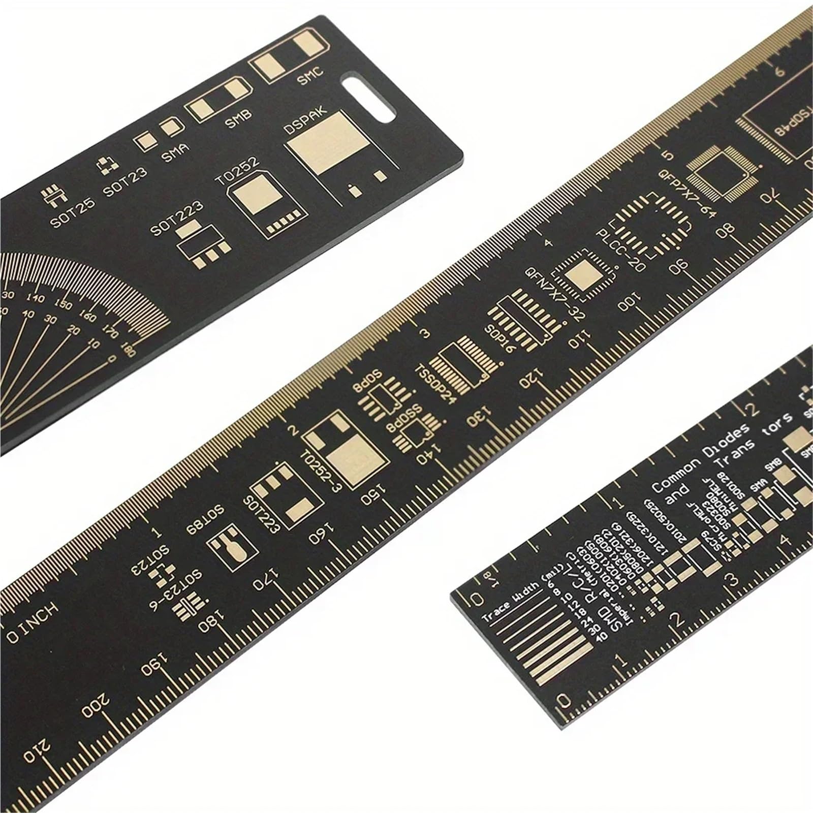 3 Tipi di Righello di Riferimento PCB 15 cm 20 cm 25 cm Strumento di misurazione Multifunzionale Chip condensatore IC SMD diodo Transistor(1 Set)
