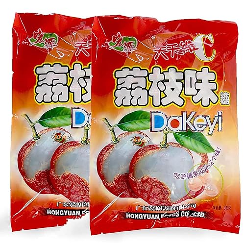 Hong Yuan Classic Hard Candy 12.3oz350g (lichi, paquete de 2)