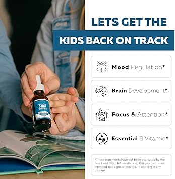 Organic Kids L-Methylfolate + Methyl B12 Cofactor - MTHFR Sublingual Form - 5-MTHF, Superior Form of Folate - Adjustable Dosing for All Ages - Mood, Behavior, Cognition - Organic Berry Flavor, 1 Fl oz