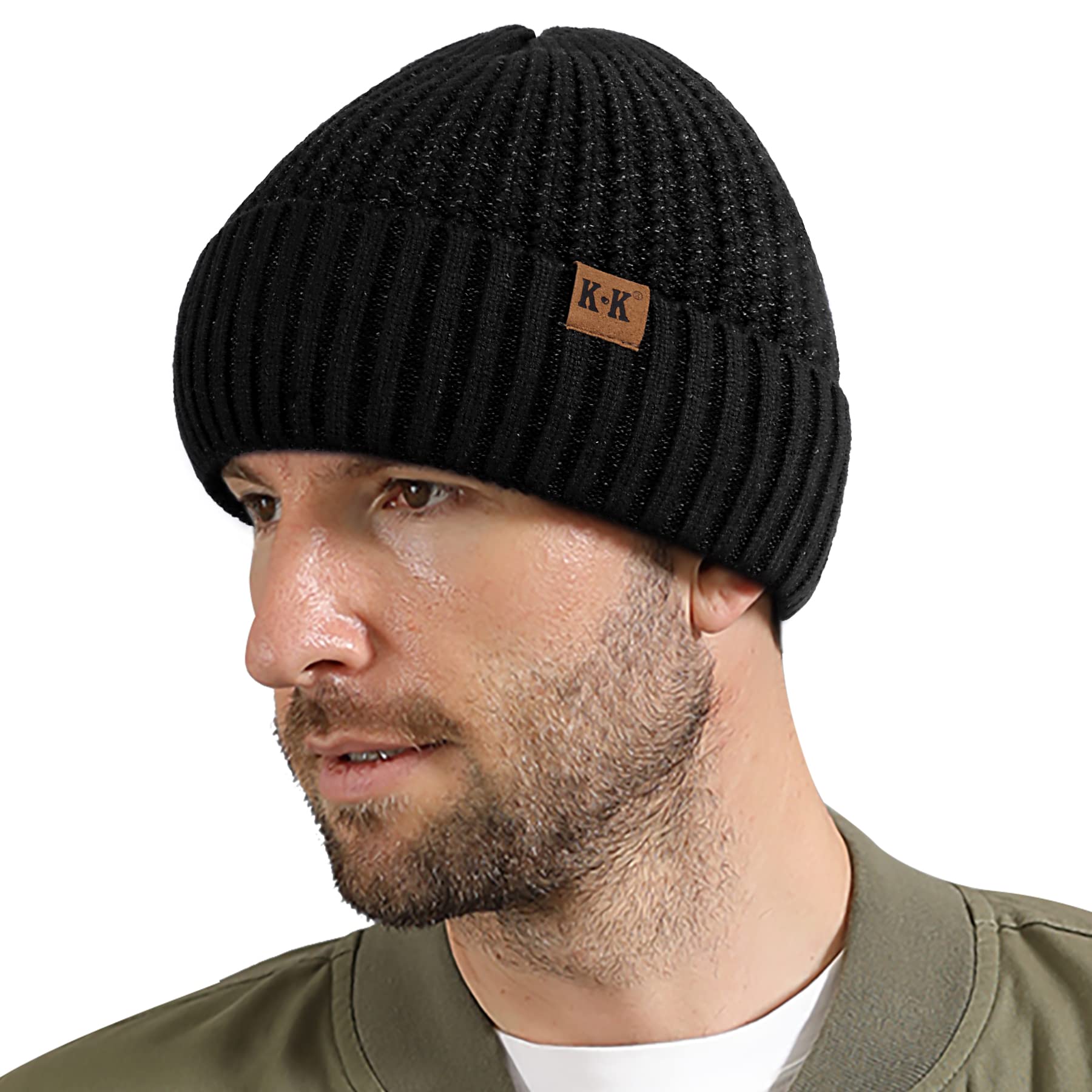 Beanie Hat Men Winter Thermal Hats Knitted Cuffed Hat with Fleece Lined  Slouchy Skullies Beanies Gifts for Men/Him Outdoor Running Hiking UK