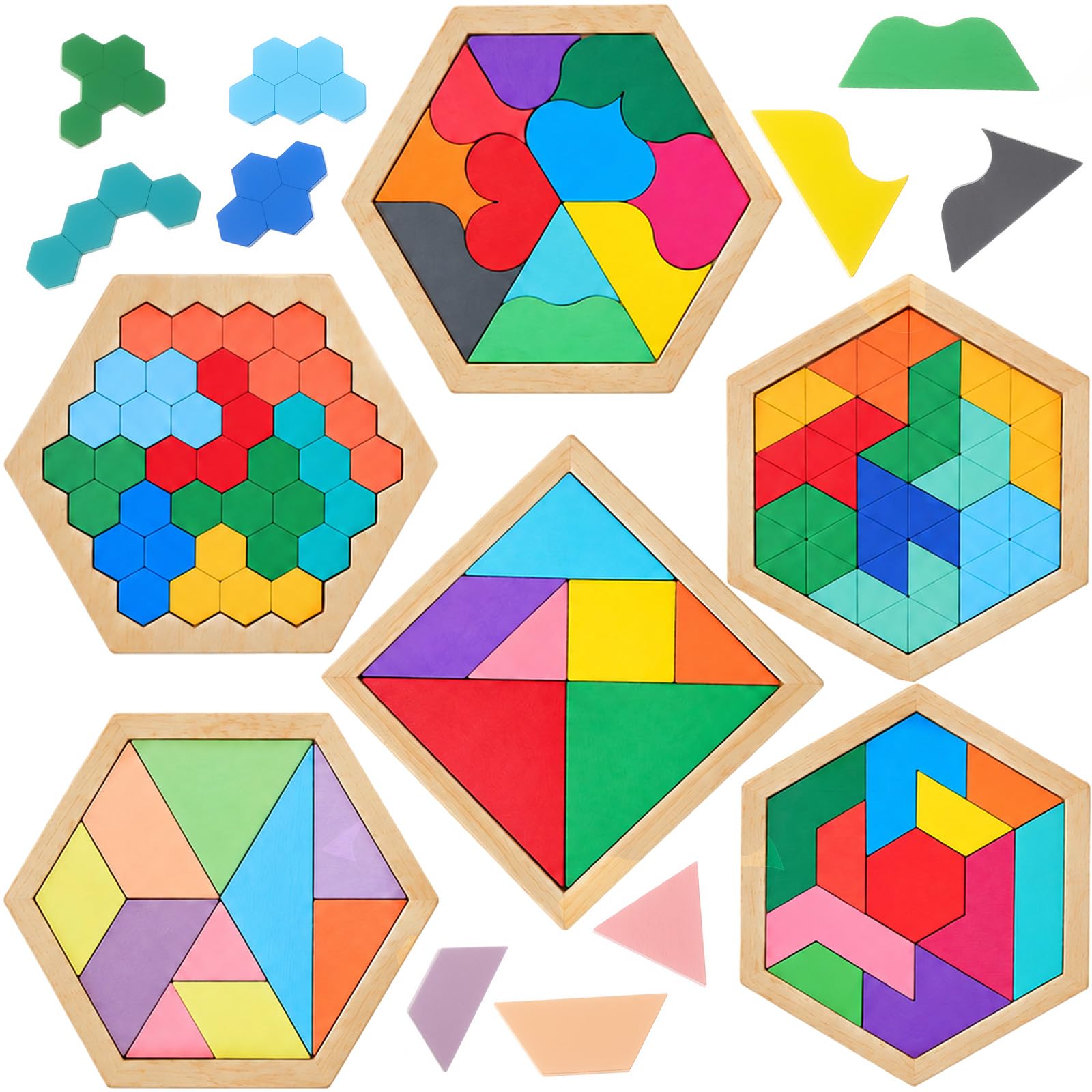 Photo 1 of Resholder 30 Pack Wooden Tangram Puzzle