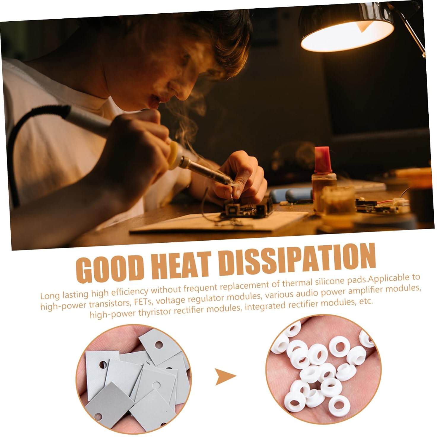 1Set Thermal Pad Insulation and Heat Conduction for Semiconductor Devices Includes Silicone Thermal Sheet Insulation Bushings High Efficiency Easy