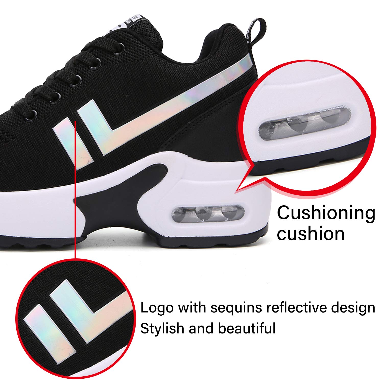 AONEGOLD Sneakers con Zeppa Interna Donna Scarpe da Ginnastica Sportive Casuale Tacco 8