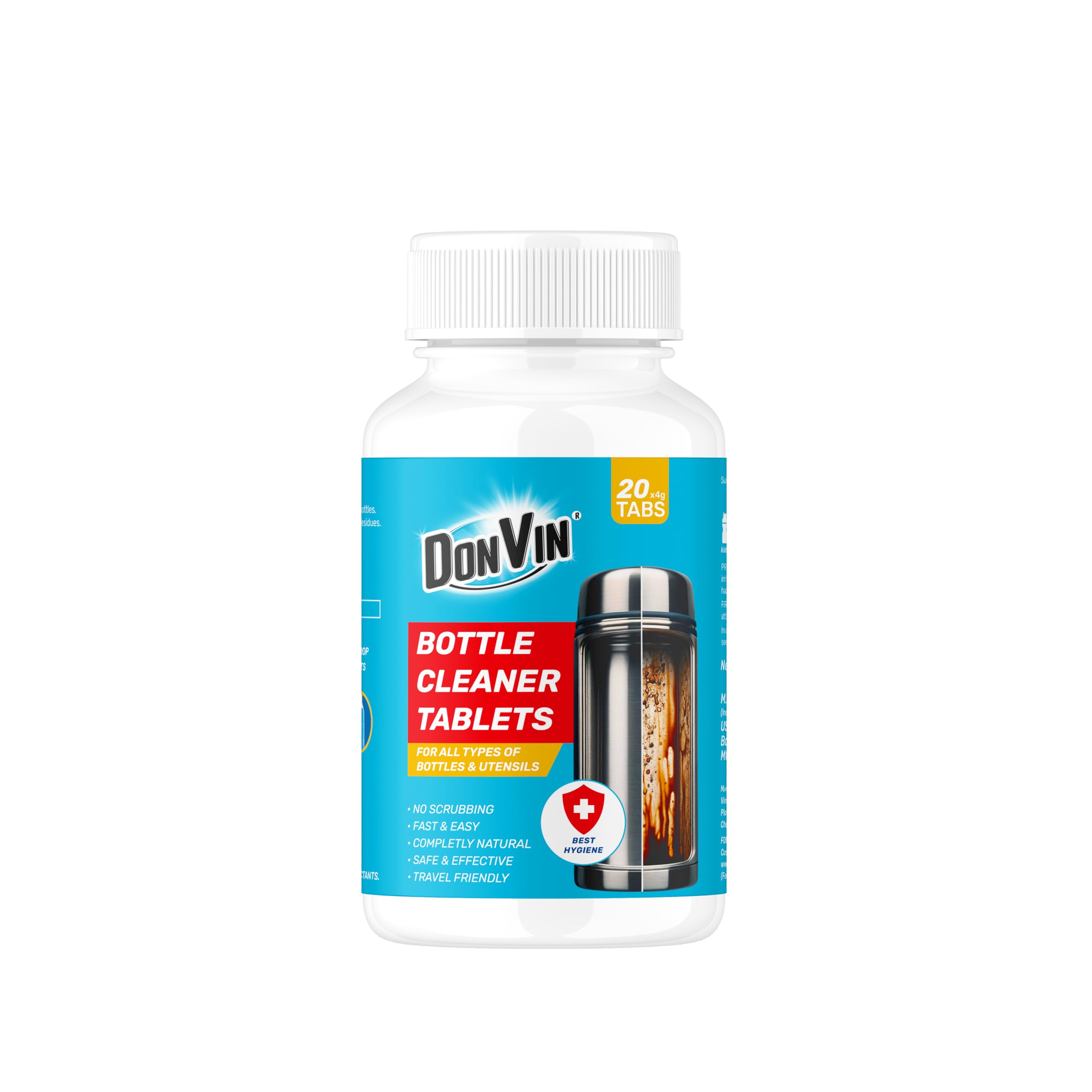 DONVIN Bottle Cleaner Tablets (20 X 4g Tablets) | All Safe Ingredients, Great for All Stainless, Plastics, Ceramic and Glass Drinking Containers (B09LD85KCV) Amazon Price History, Amazon Price Tracker