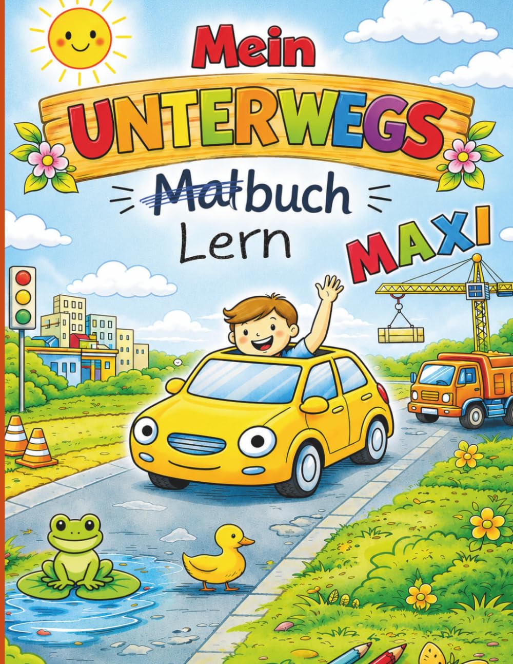 Mein Unterwegs Lern- und Malbuch Maxi Edition: Das große Beschäftigungsbuch mit Buchstaben, Zahlen, Suchbildern, Rätseln und Ausmalbildern (Oma Irma Malbücher)
