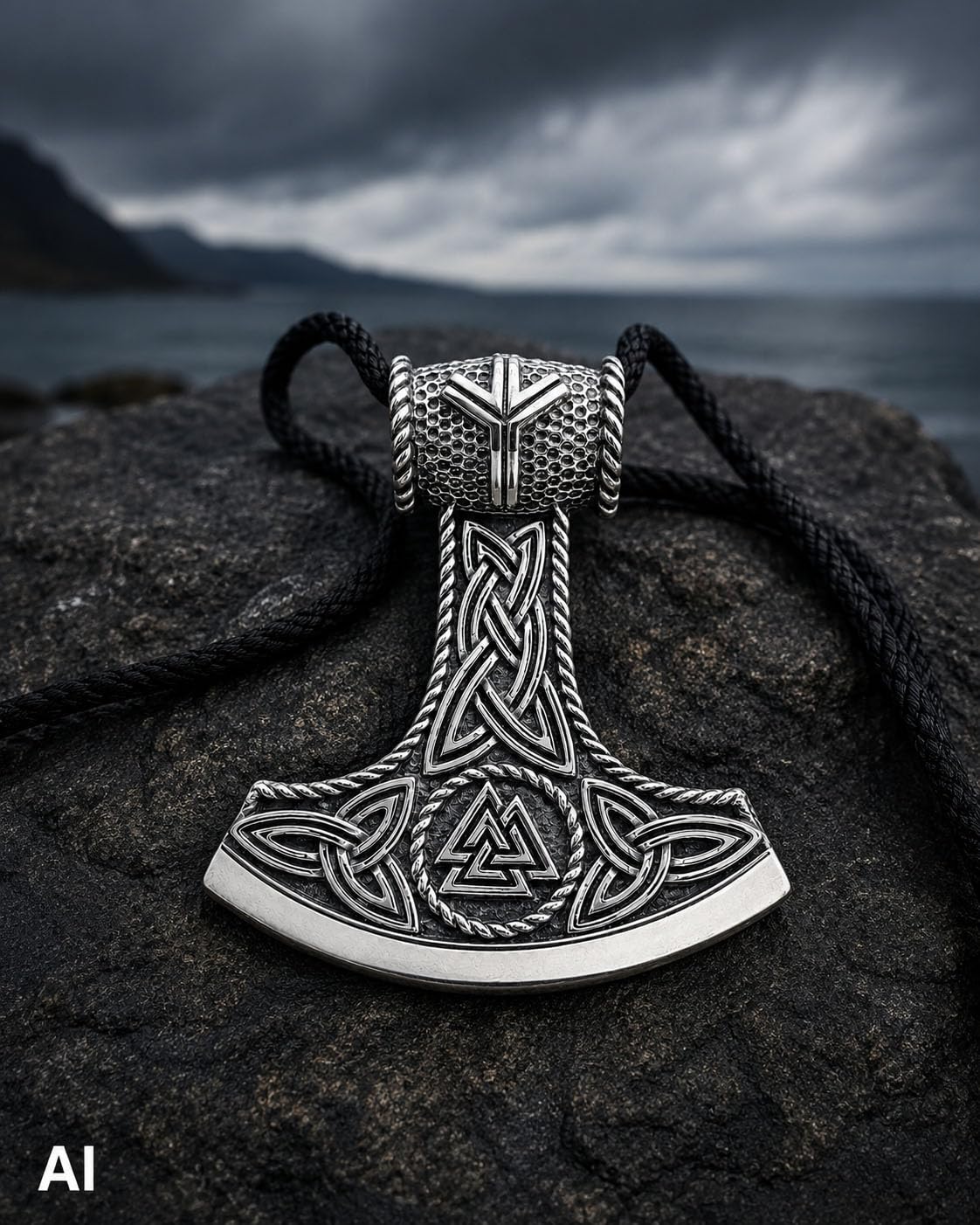 Kiss of Leather Thorshammer Anhänger aus 925 Sterling Silber Nr. 382