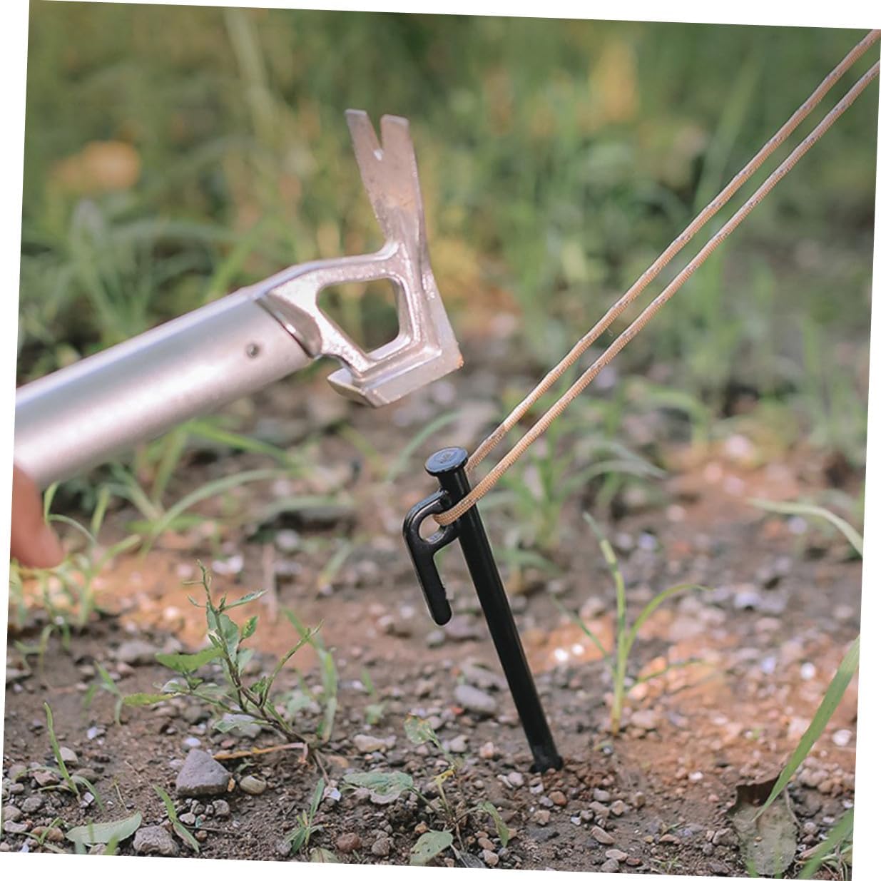 UPKOCH Heavy Duty Tent Stakes Set 8pcs Outdoor Camping Metal Ground Pegs 30cm Black with Storage Bag for Windproof Tent Anchoring