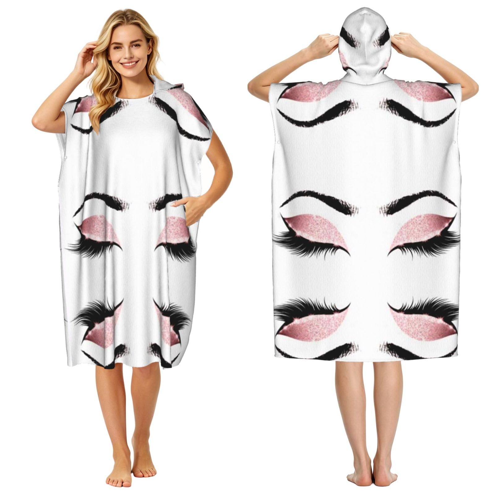 Peignoir à capuche yeux pour adulte serviette de plage légère
