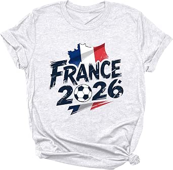 Maillot France Foot 2026 Femme T Shirt Drapeau France Supporter maillot-france-foot-2026-femme-t-shirt-drapeau-france-supporter