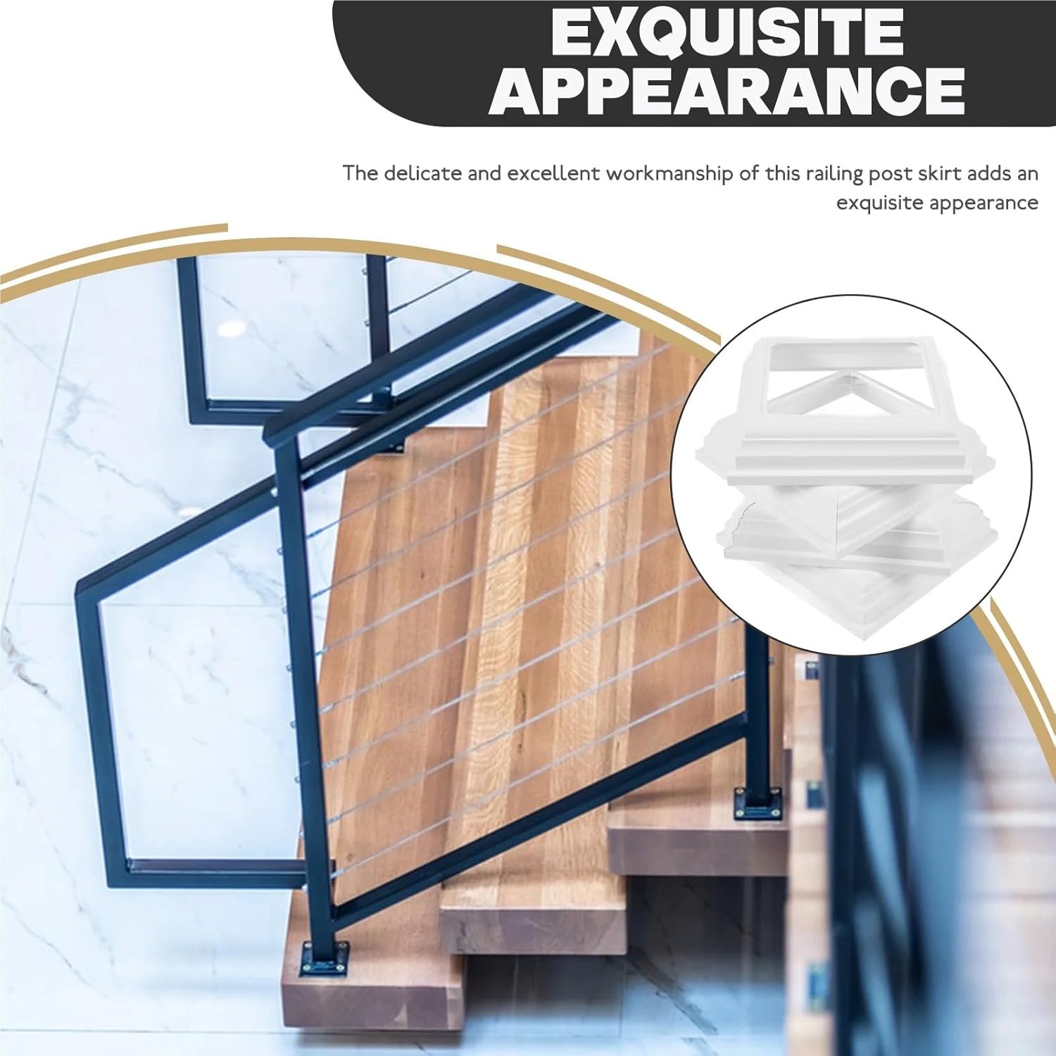 Deck Post Base Cover 4x4 Inches Vinyl Post Skirt Post Base Cover Column Wraps for Wood Stair Rails for Railings, Stairs, Patios(8Pcs)