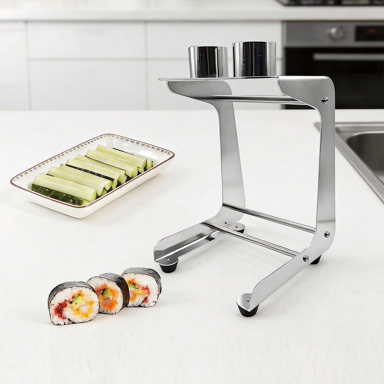 YSFW Cucumber Slicer, Handy Carrot Stick Cutter Tool, with 2 Blades (8+10), Cutting Diameter 45mm, Speed: 10 Slices/minute, Uniform Thickness, for Processing Plants, and Sushi Restaurants