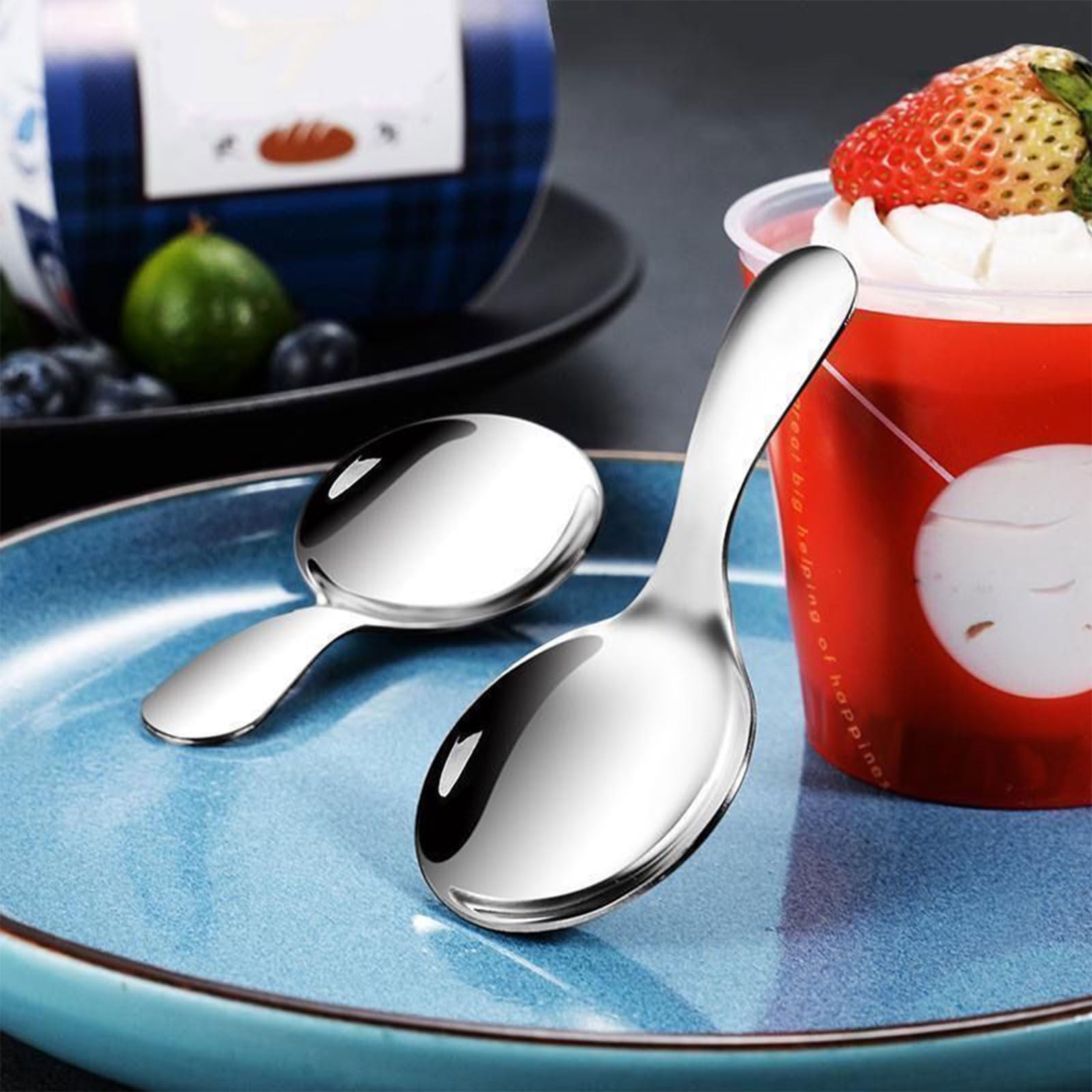 5-pak mini miarek z krótkim uchwytem, srebrne mini miarki do słoików, małe miarki ze stali nierdzewnej do kawy, cukierków, soli, cukru, herbaty i deserów (srebrne)
