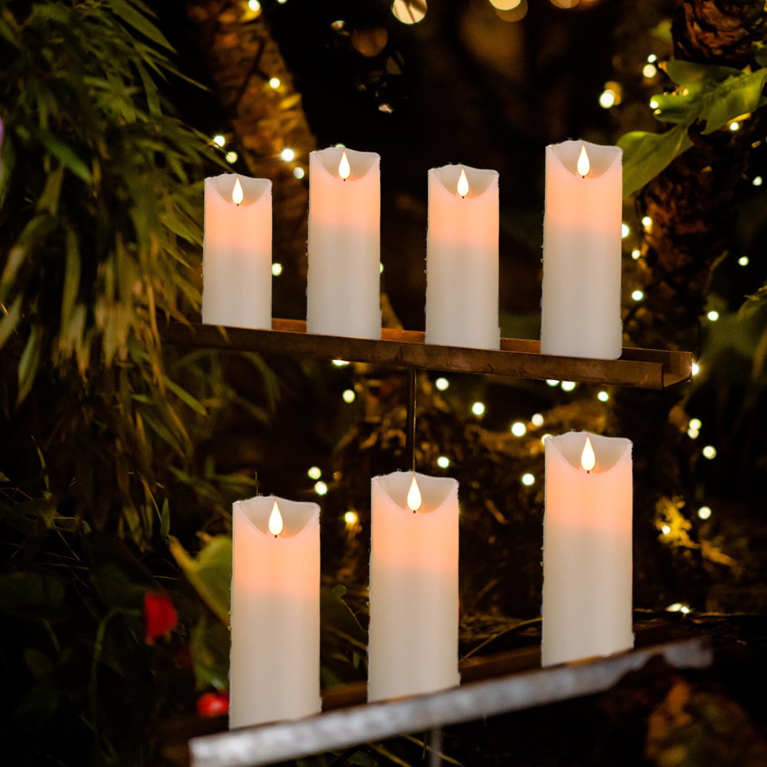 Candele LED senza fiamma a batteria con stoppino 3D con telecomando a 10 tasti e timer 24 ore, set di 5 pilastri elettrici tremolanti in vera cera, decorazione per matrimoni, feste, Natale e