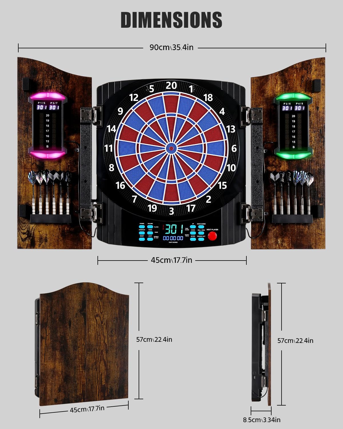 Elektronische Dartscheibe mit Rustikalen Holztürenschrank