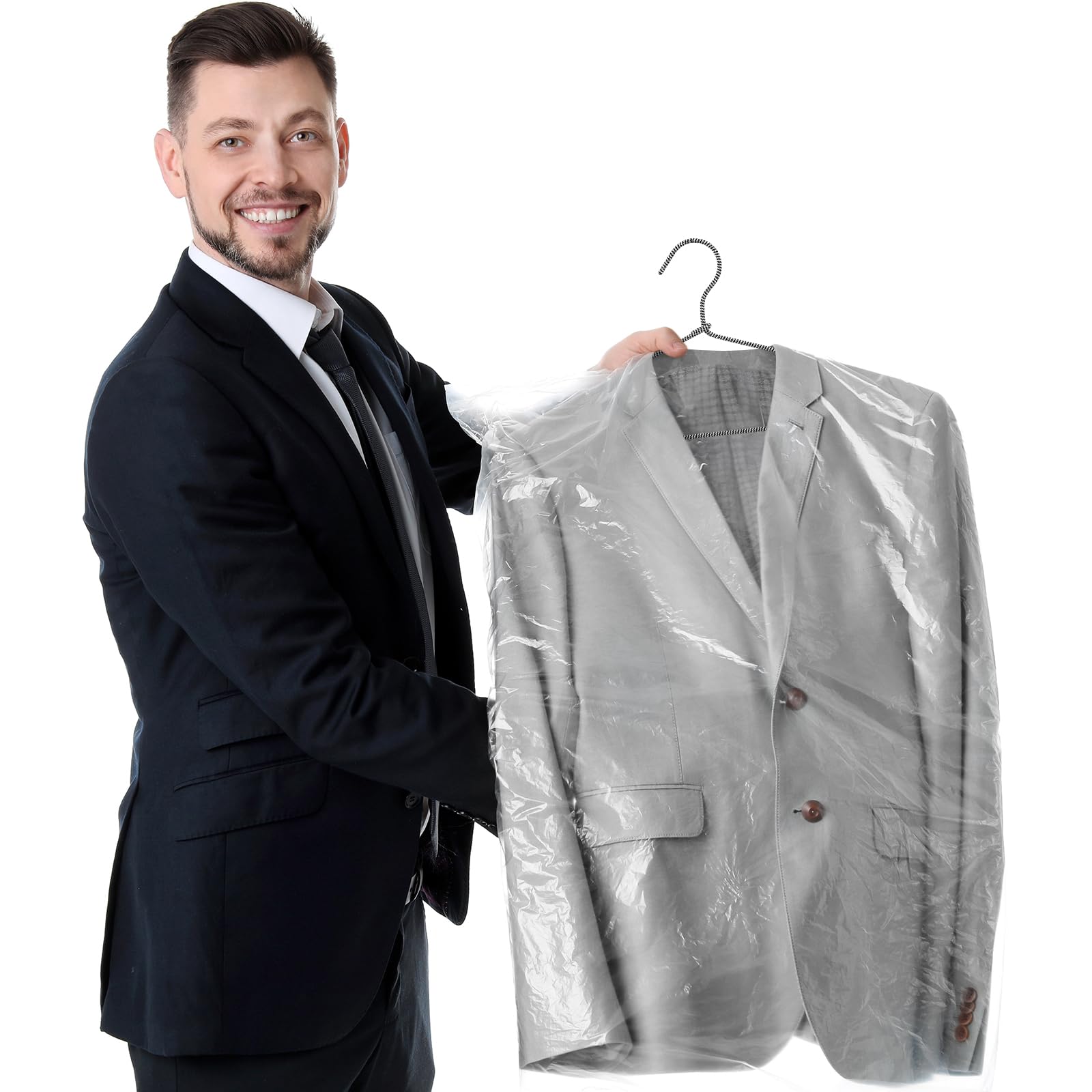 GlikCeil 30 perchas de metal envueltas en tela, perchas de alambre cubiertas, perchas de metal antideslizantes para ropa, armario, ropa, traje, camisa y pantalón (rayas blancas y negras)