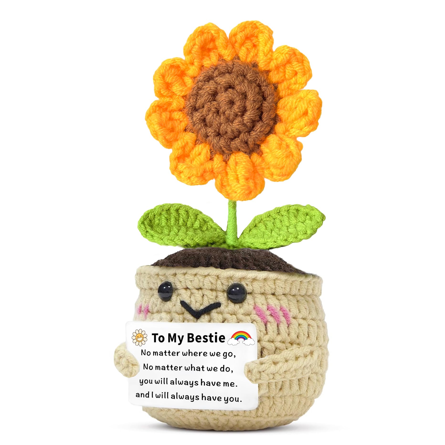 JMIMO Bestie Gifts Handmade Sunflower Crochet Bestie Birthday Christmas Graduation Cute Bestie Present Idea