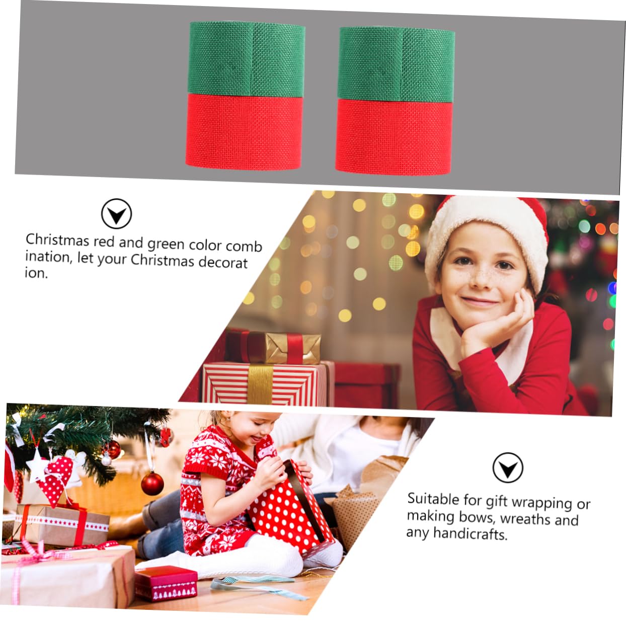 ABOOFAN 6rollos Cintas De Envoltura De Para Decoración Navideña y Manualidades Rojo y Verde Para y Decoraciones