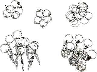 40pcs Antique Silver Ring Feather Coin Bead Charms Pendant Braid Hair Clip Headband Hair Accessories