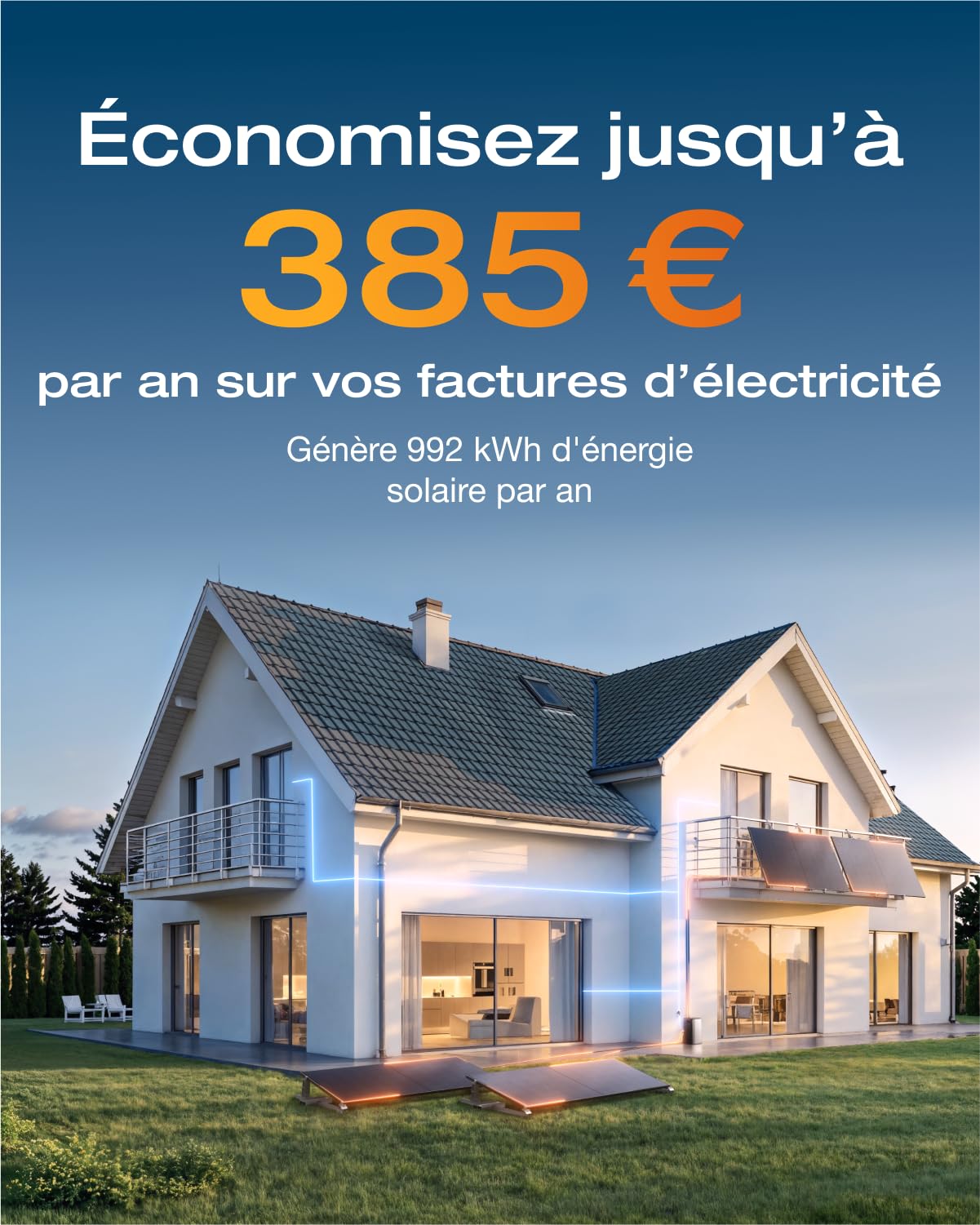 ECOFLOW Kit Solaire de Stream Ultra, Batterie 1,92 kWh avec Panneaux solaires rigides 500W*2, 4 entrées solaires MPPT 2800 W, Ports CA Doubles 2300 W, Plug & Play, Batterie Tout-en-Un avec onduleur