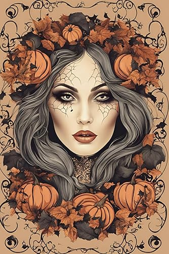 Autumn Woman Design With Pumpkin: Enchanting 6x9 Notebook – Perfect