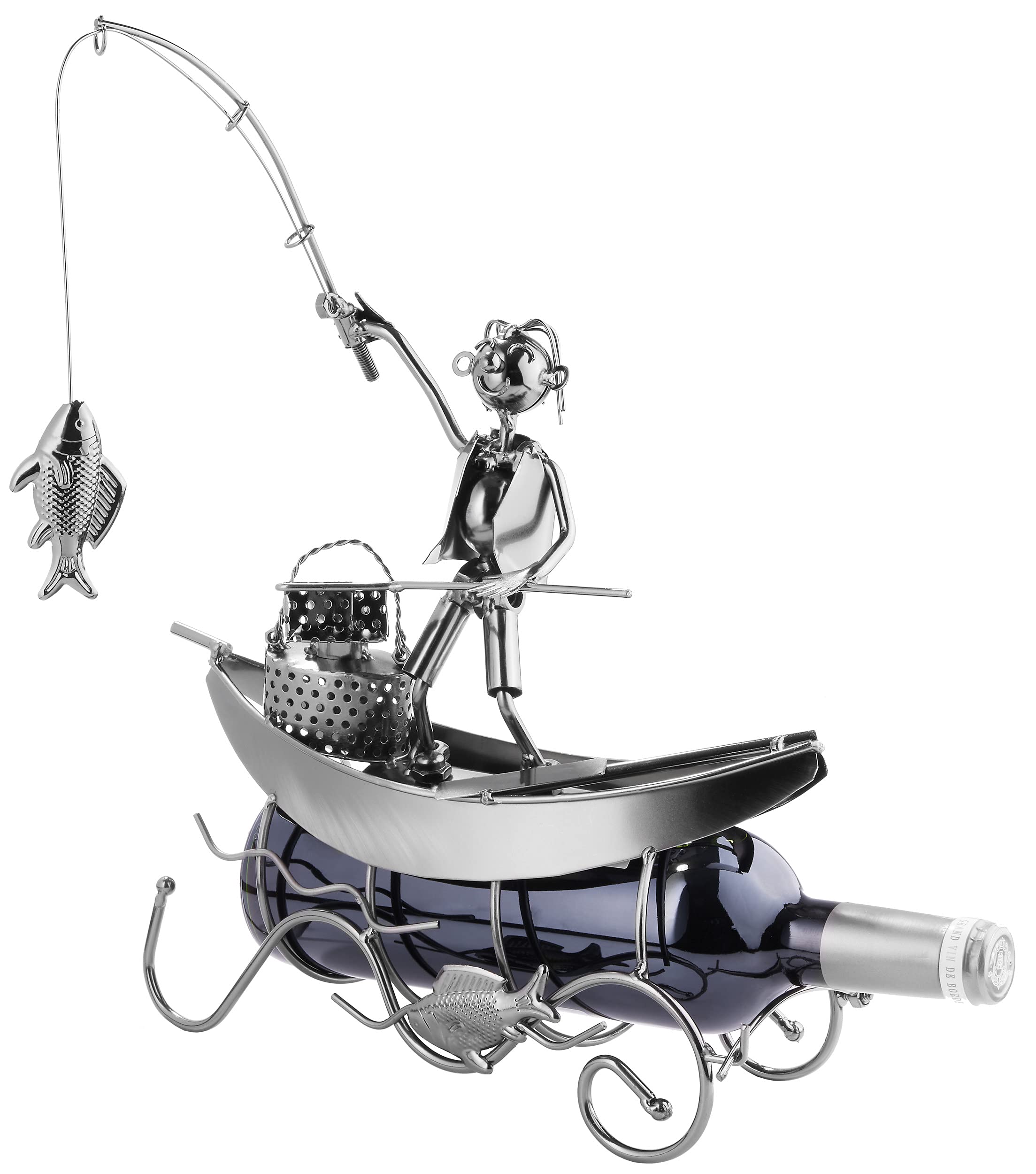 Brubaker - Soporte para Botella de Vino, diseño de Pescador en Barco