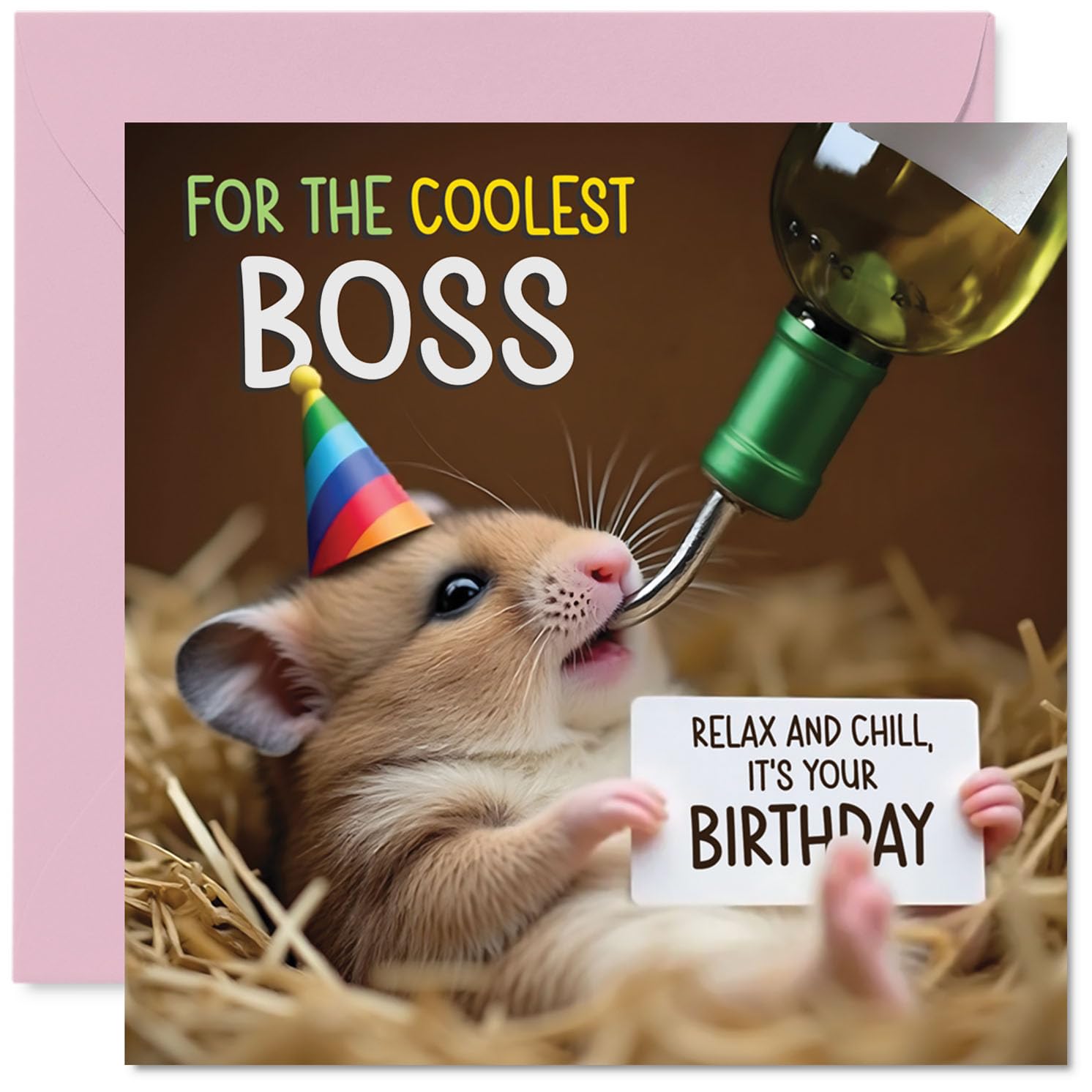 Boss Birthday Card - Ham-somely - Happy Birthday Card for Boss from Employee Colleague, 145mm Hamster Bday Greeting Cards