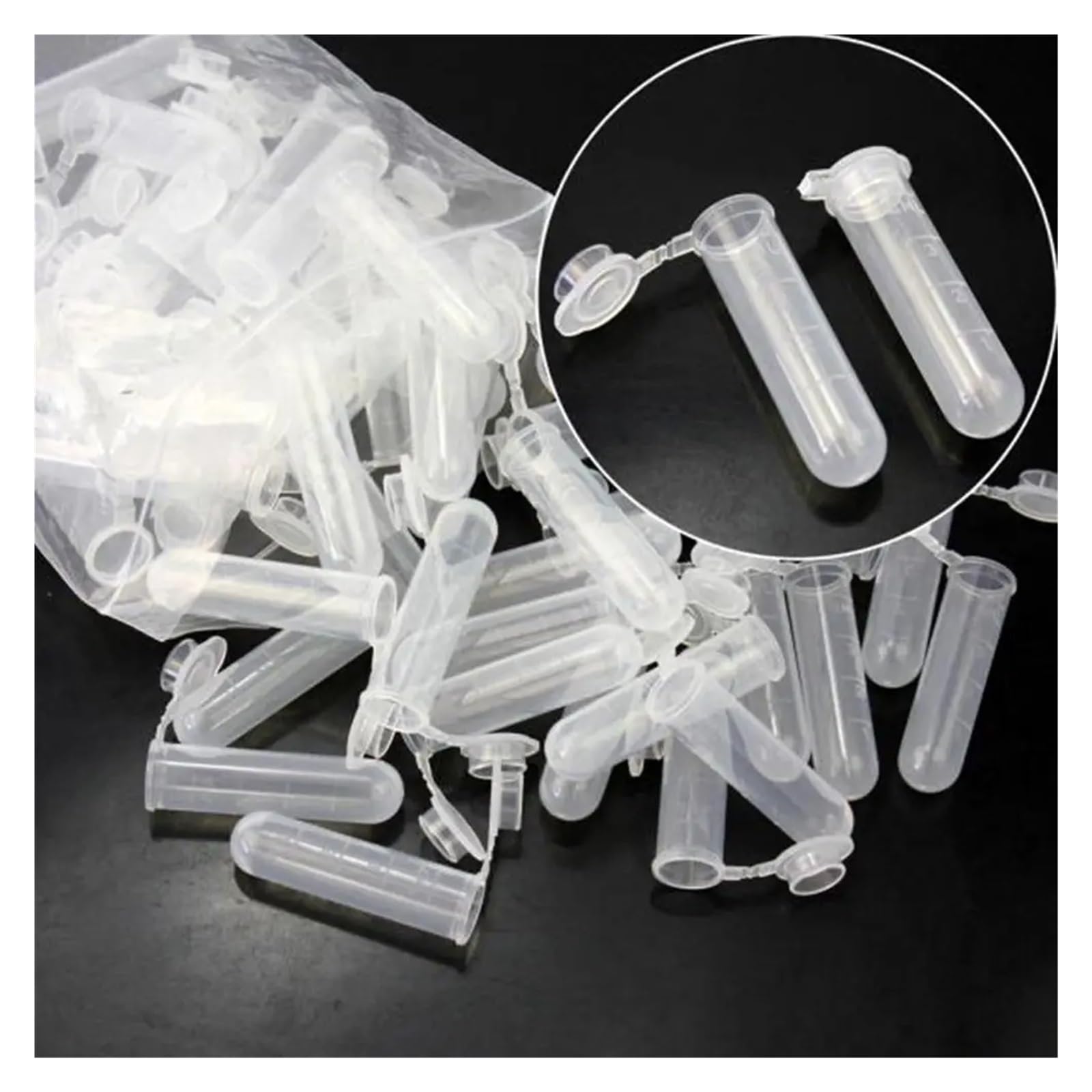 yingyingjia 50 Szt. 5 Ml Plastikowych Butelek, Wielofunkcyjna Przezroczysta Tuba, Pusty Pojemnik Do Przechowywania Próbek, Plastikowa Probówka, Materiały Laboratoryjne Do Eksperymentów