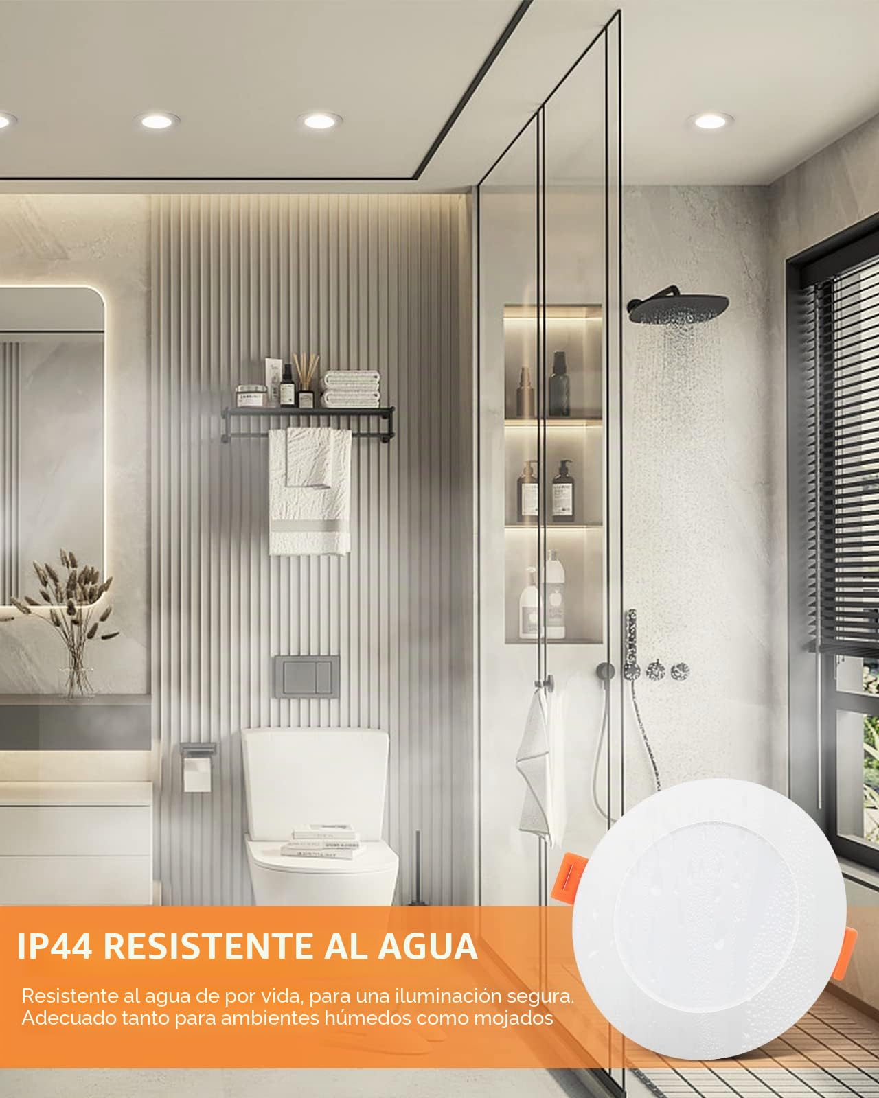 Tomosu - Foco LED empotrable regulable, 5 W, 450 lm, equivalente a 50 W, 4000 K, blanco neutro, foco LED extraplano, 24 mm, diámetro del agujero Φ75-85 mm, diámetro 98 mm, IP44 foco de baño, 10