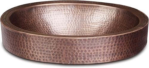 Miniatura 7 de Monarch Abode 17004 - Lavabo de baño con faldón ovalado martillado a mano de cobre puro (17 pulgadas)