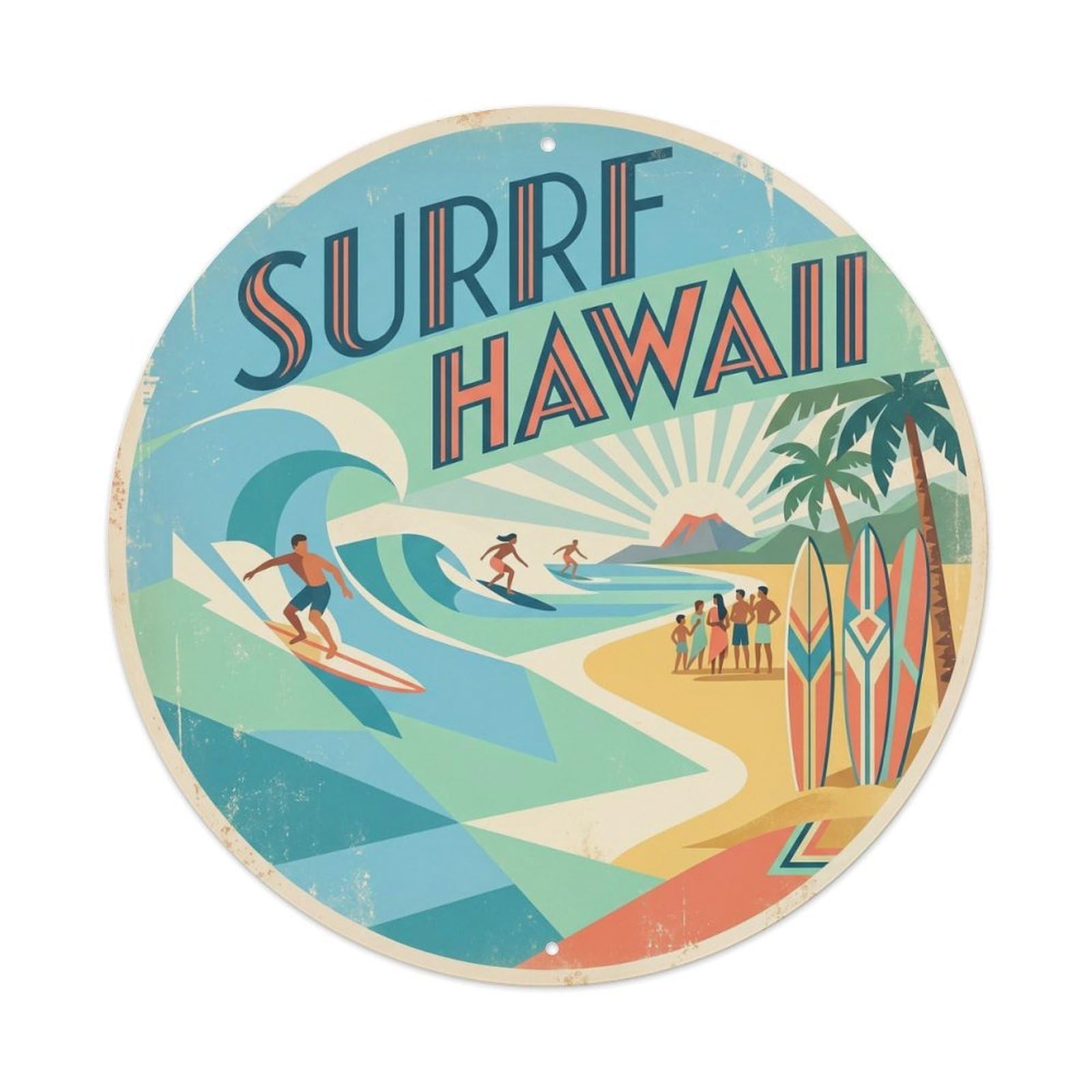 Surf Hawaii Beach Destination Tropical Island Break Metal Tin Sign