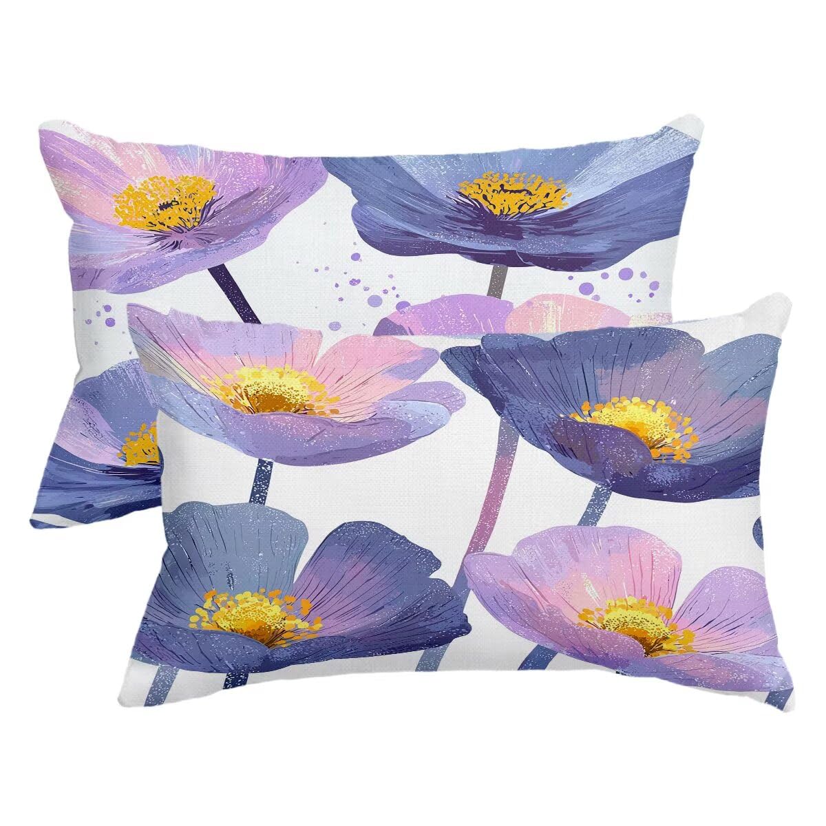 Housse coussin 60x80 exterieur impermeable lilas en lin pour canape lot de 2