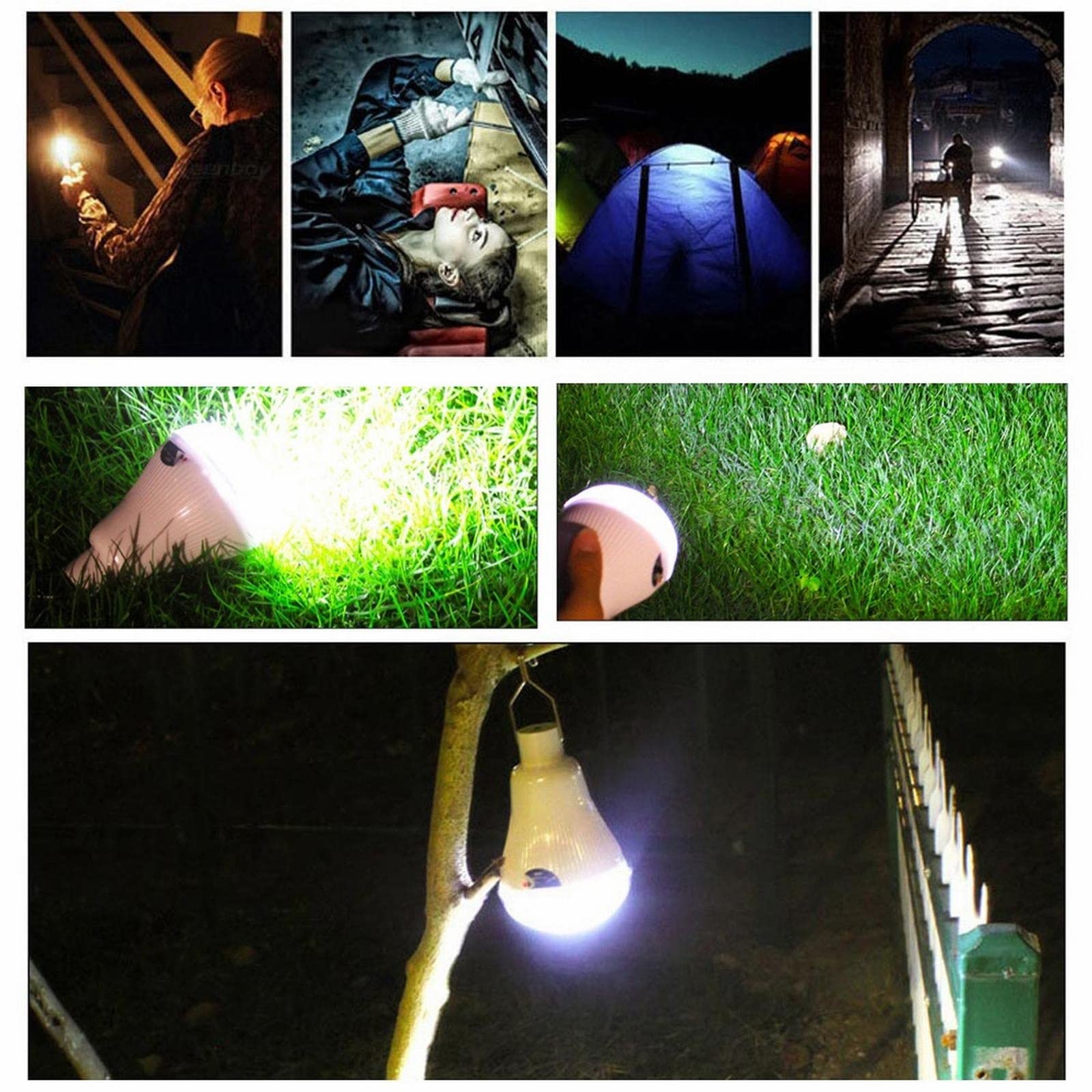 Linterna de Camping Lámpara de Emergencia Solar Impermeable de 20 LED con Brillo Ajustable, Recargable for Senderismo y Pesca