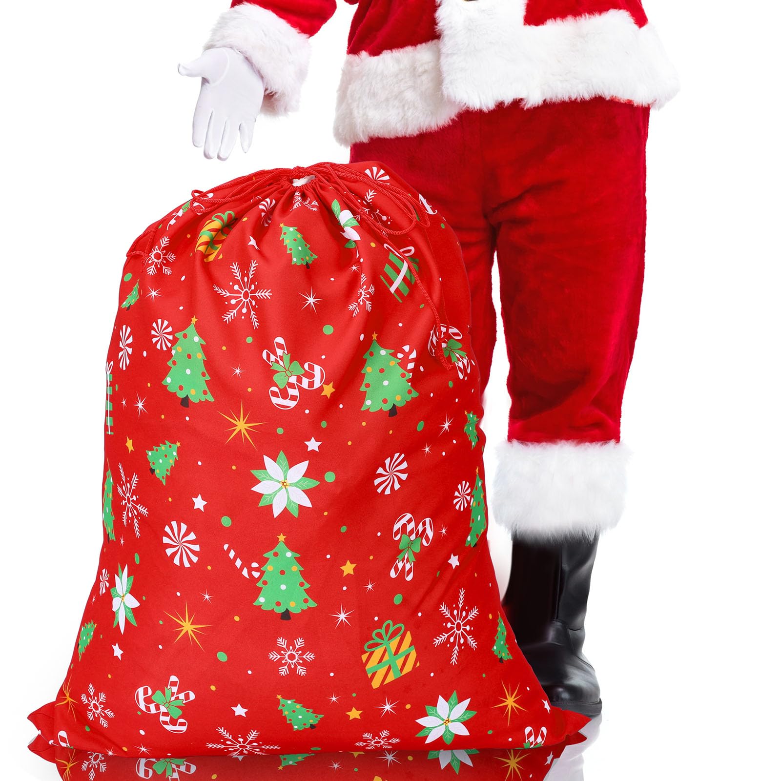 Hillban Extra großer Weihnachtsmann-Geschenksack mit Kordelzug, 91,4 x 68,6 cm, Weihnachtsmann-Tasche, Frohe Weihnachten, Geschenktasche für Spielzeug, Süßigkeiten, Leckereien, Aufbewahrung von