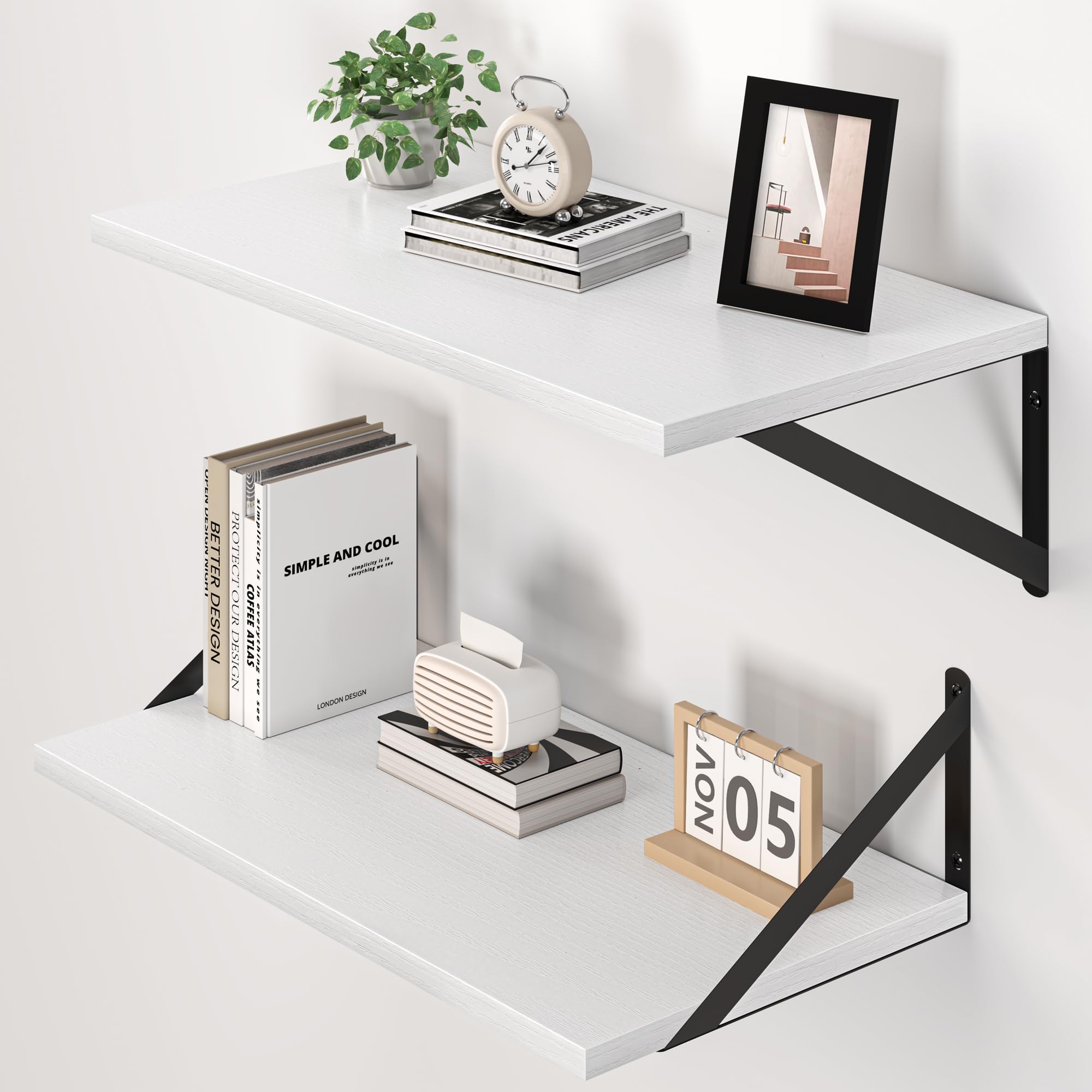 Heimlove Black Floating Shelves - Set of 2 -13