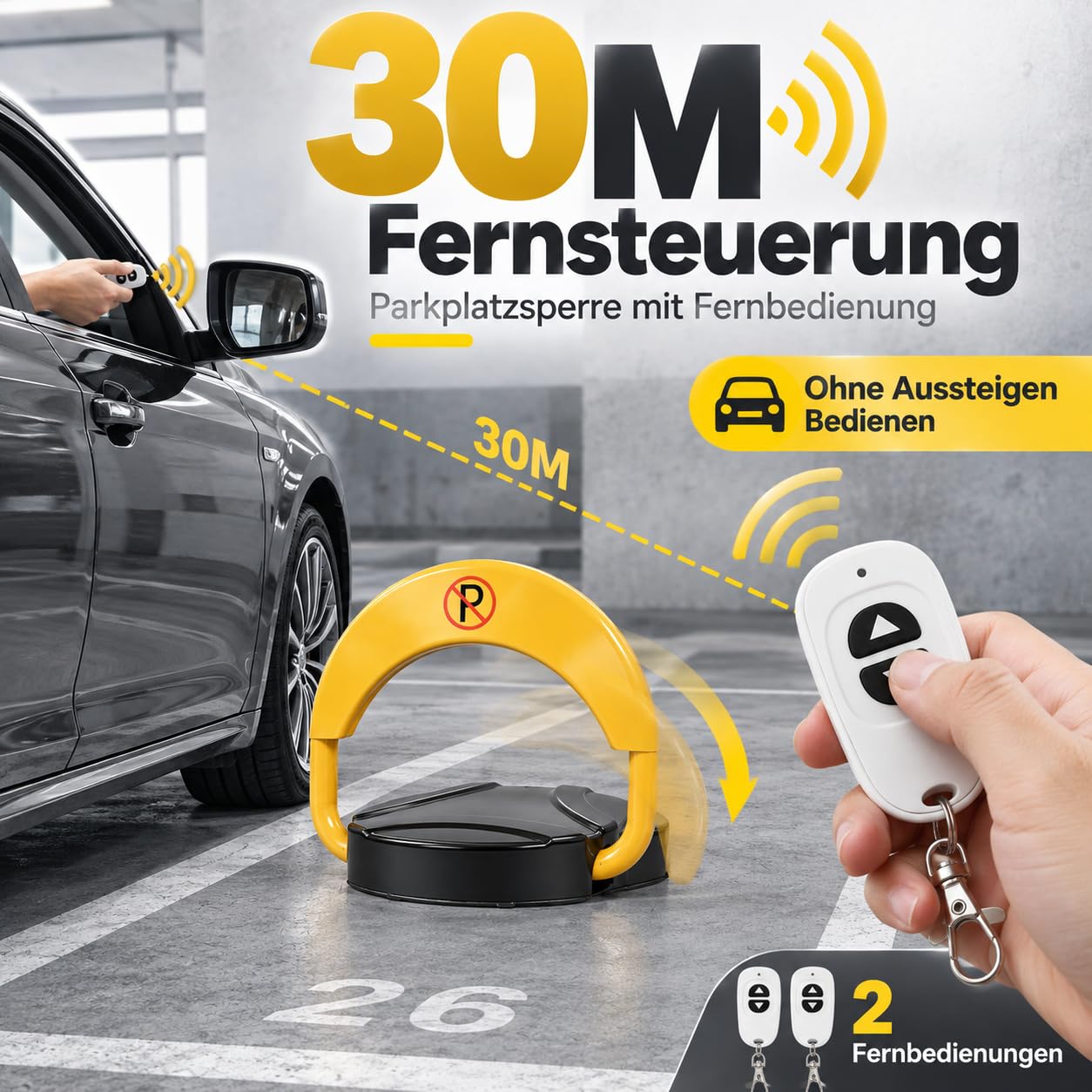 Parkplatzsperre mit Fernbedienung Elektrisch Klappbar Fernsteuerung 30M