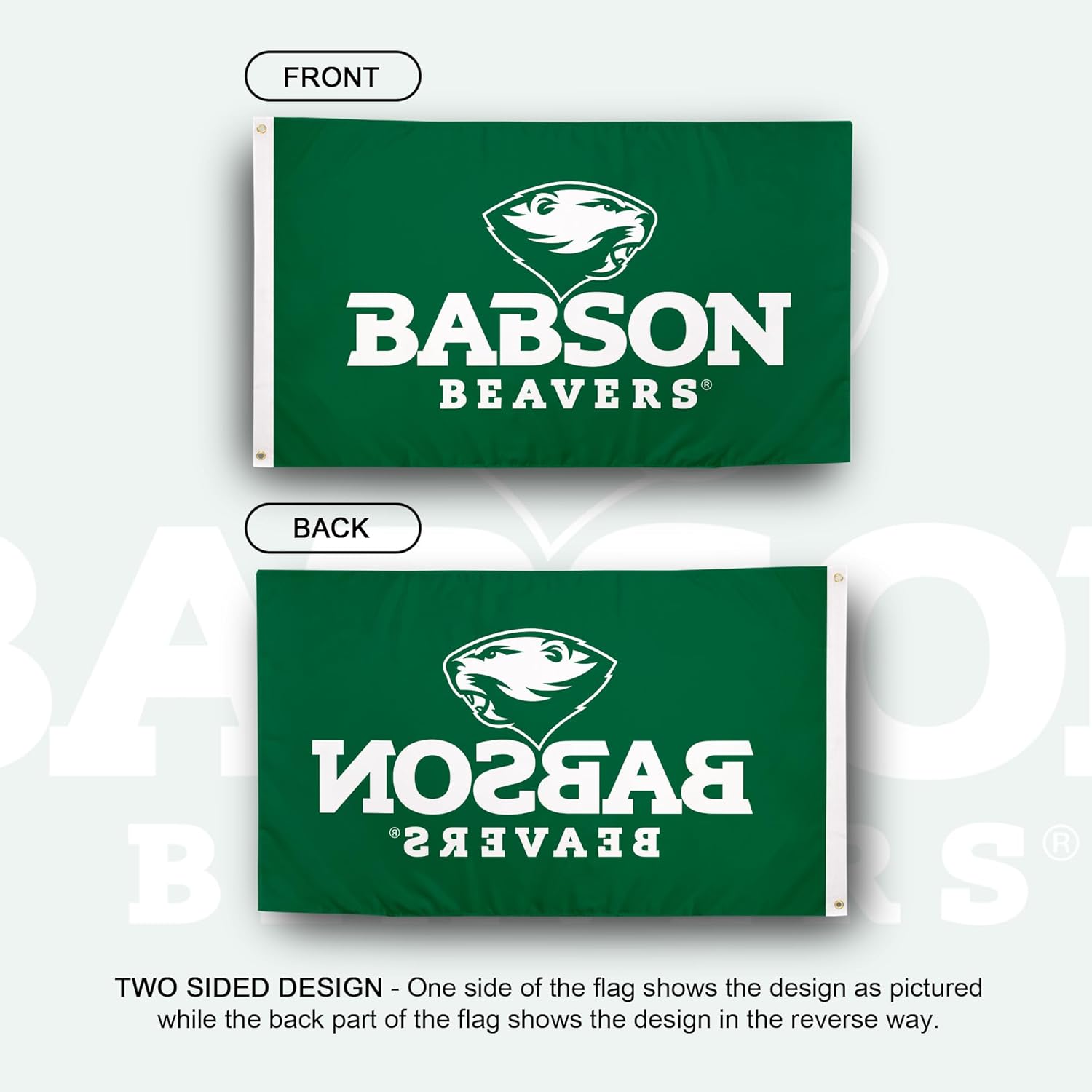 Desert Cactus Babson College BC Flag - 3 x 5 Feet Beavers Banner, Indoor/Outdoor Durable Fabric, 100% Polyester Design (Style 1) - Image 2
