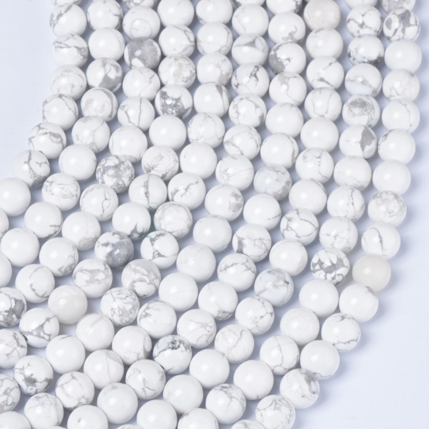 8mm Round White Howlite Natural Stone Beads for Jewellery Making Gemstone Beads for Crafting (45-50Pcs) - Image 3