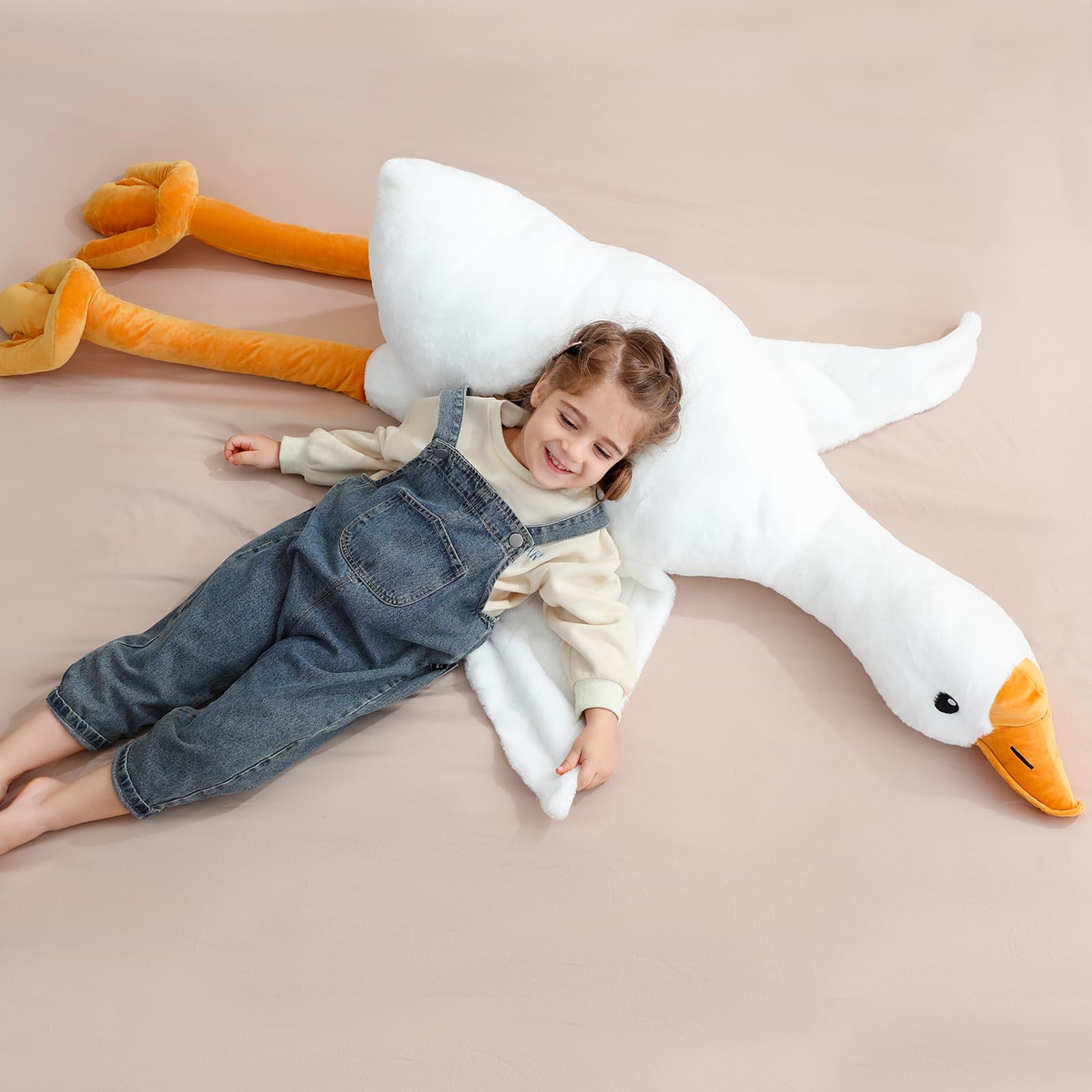 Gigante oca peluche grande anatra peluche cuscino bambola Kawaii regalo per bambini (piedi grandi, 160 cm)